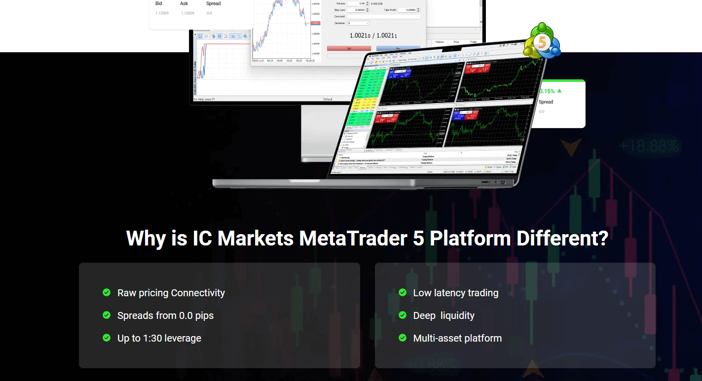 Screenshot of IC Market's official website displaying their trading platform.