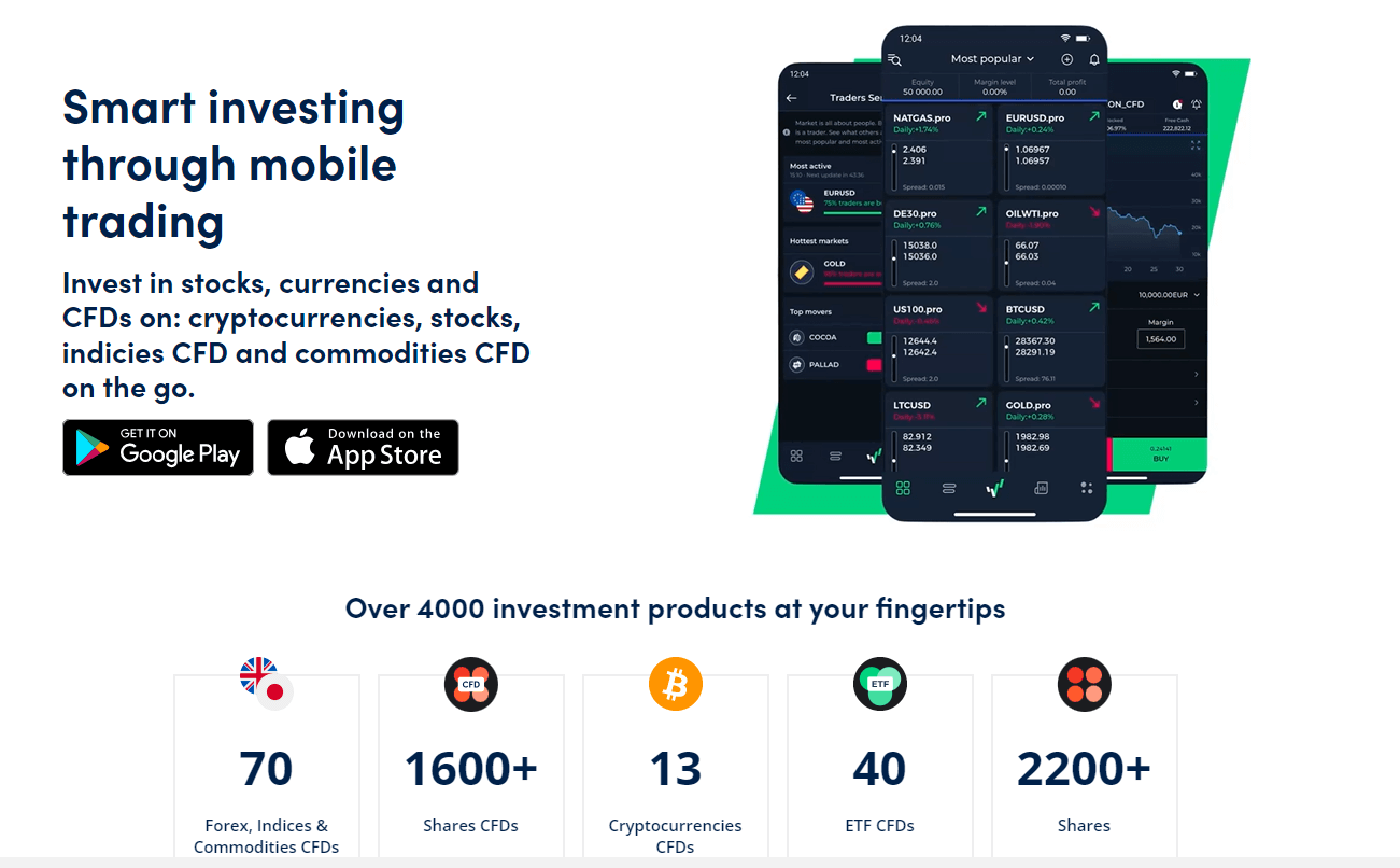 Screenshot of OANDA's official website displaying their mobile trading app.