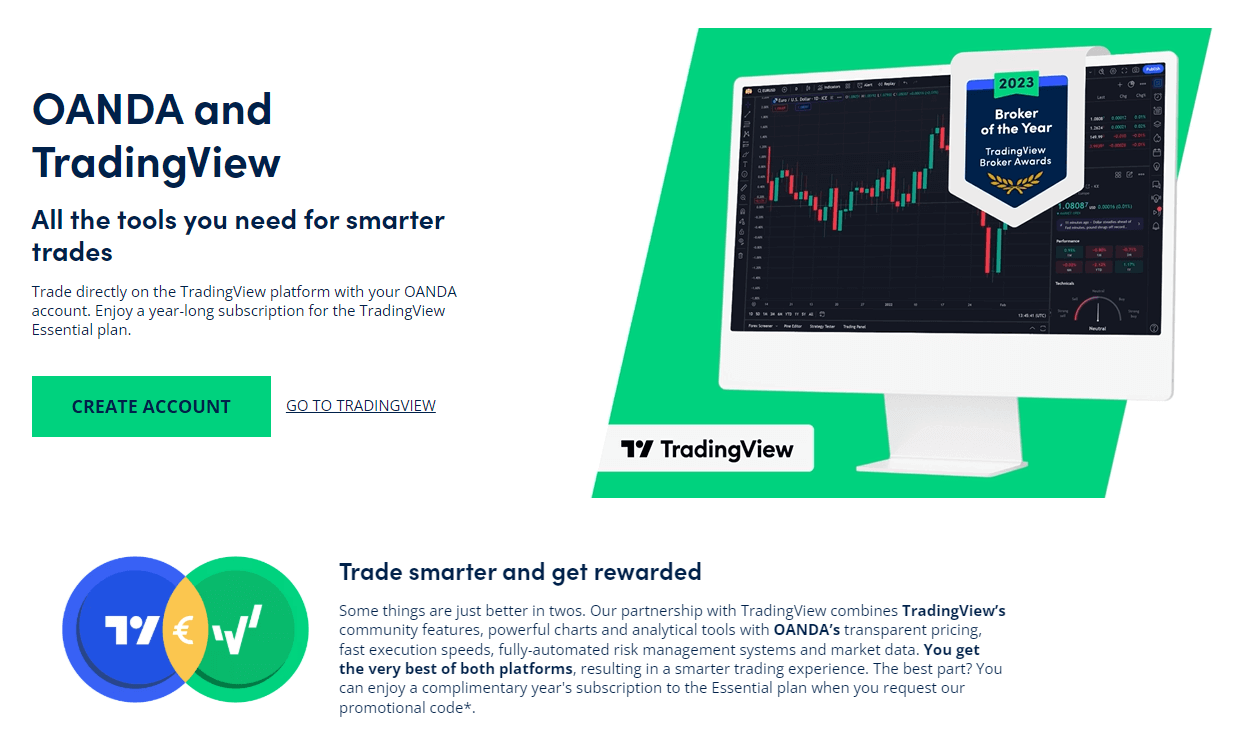 Screenshot of OANDA's official website displaying their trading platform.