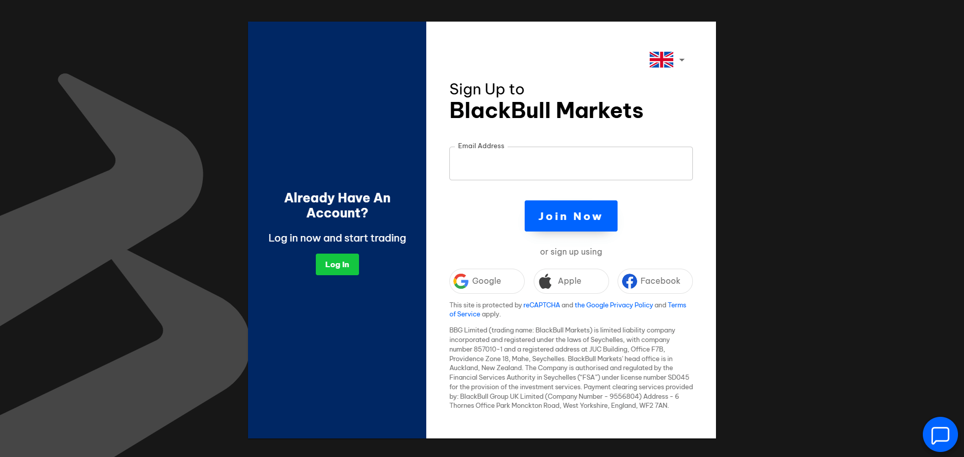 Blackbull markets create account