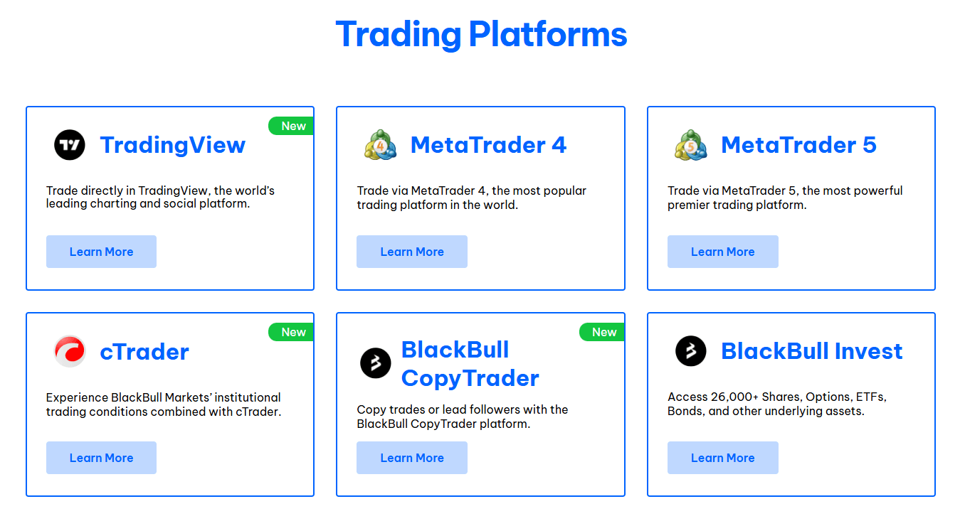 Blackbull Markets Platforms