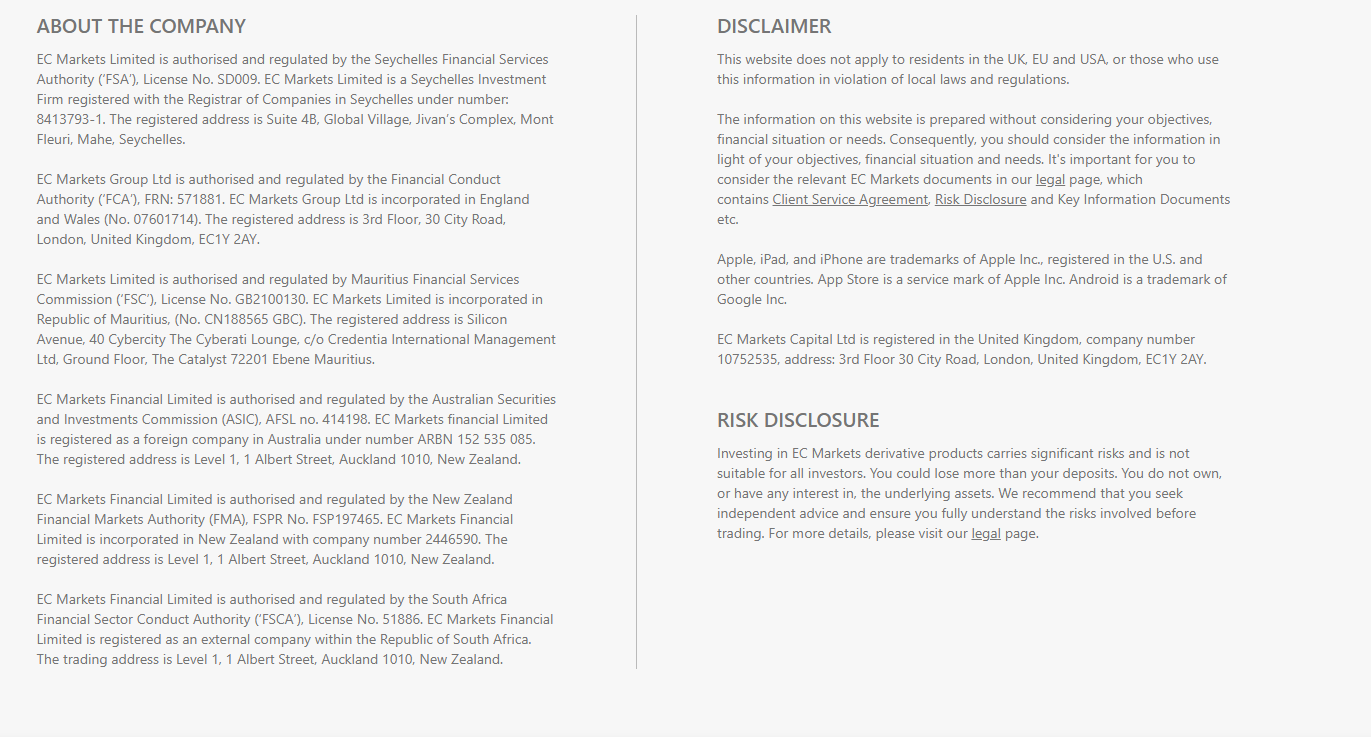 EC Markets Regulations and documents