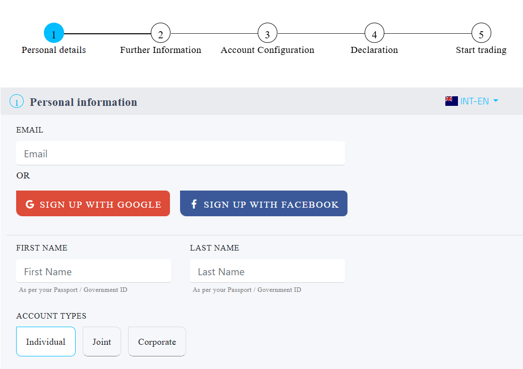 FP markets create account