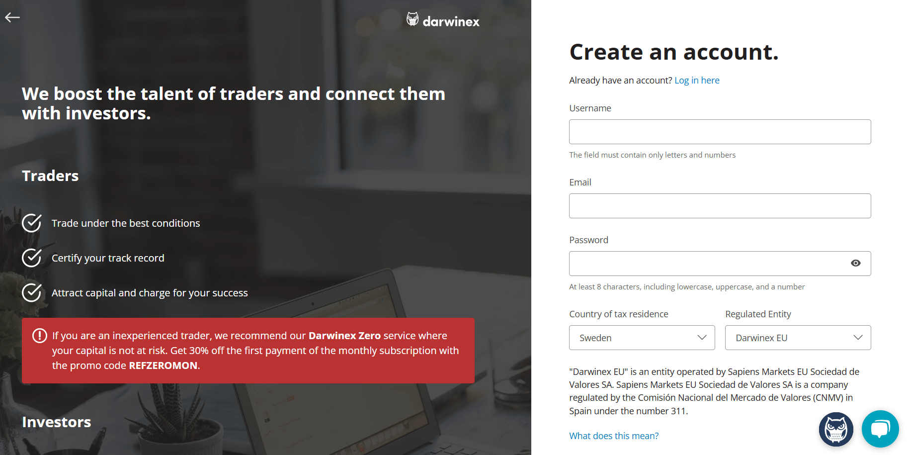Darwinex Broker Create account