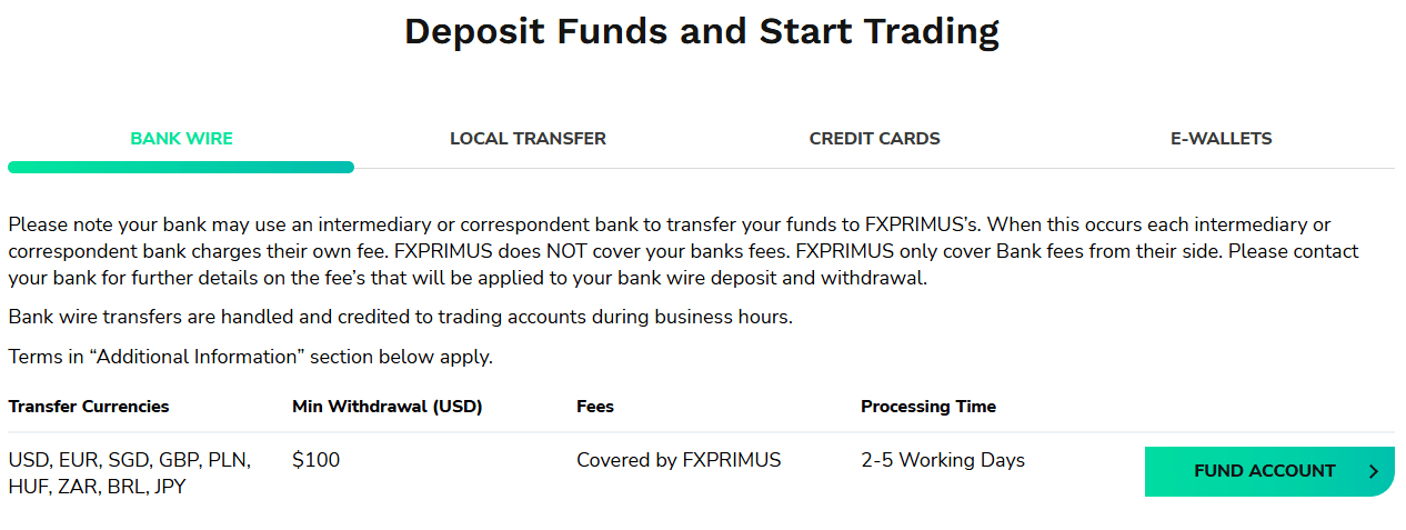 FXPrimus payments