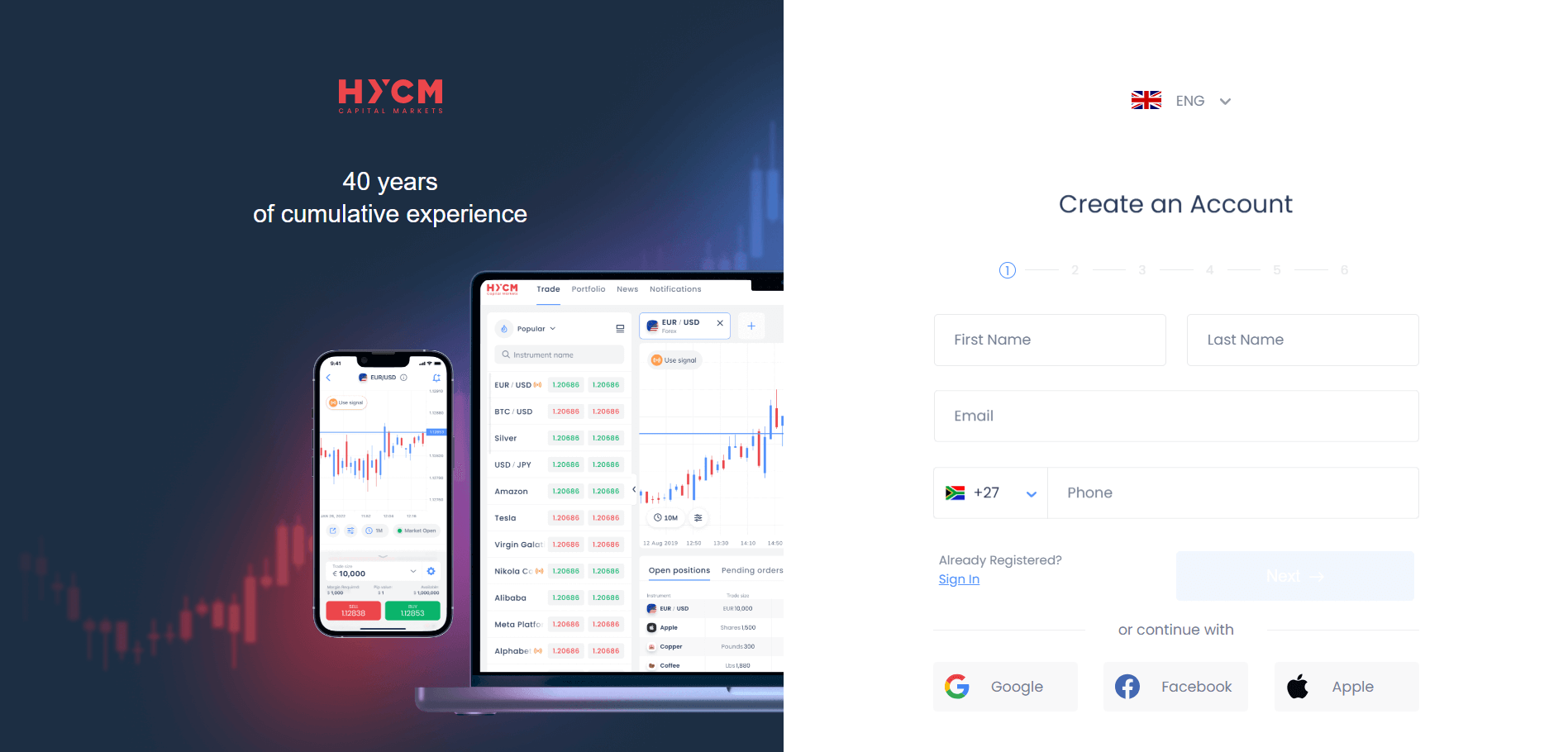 HYCM create account