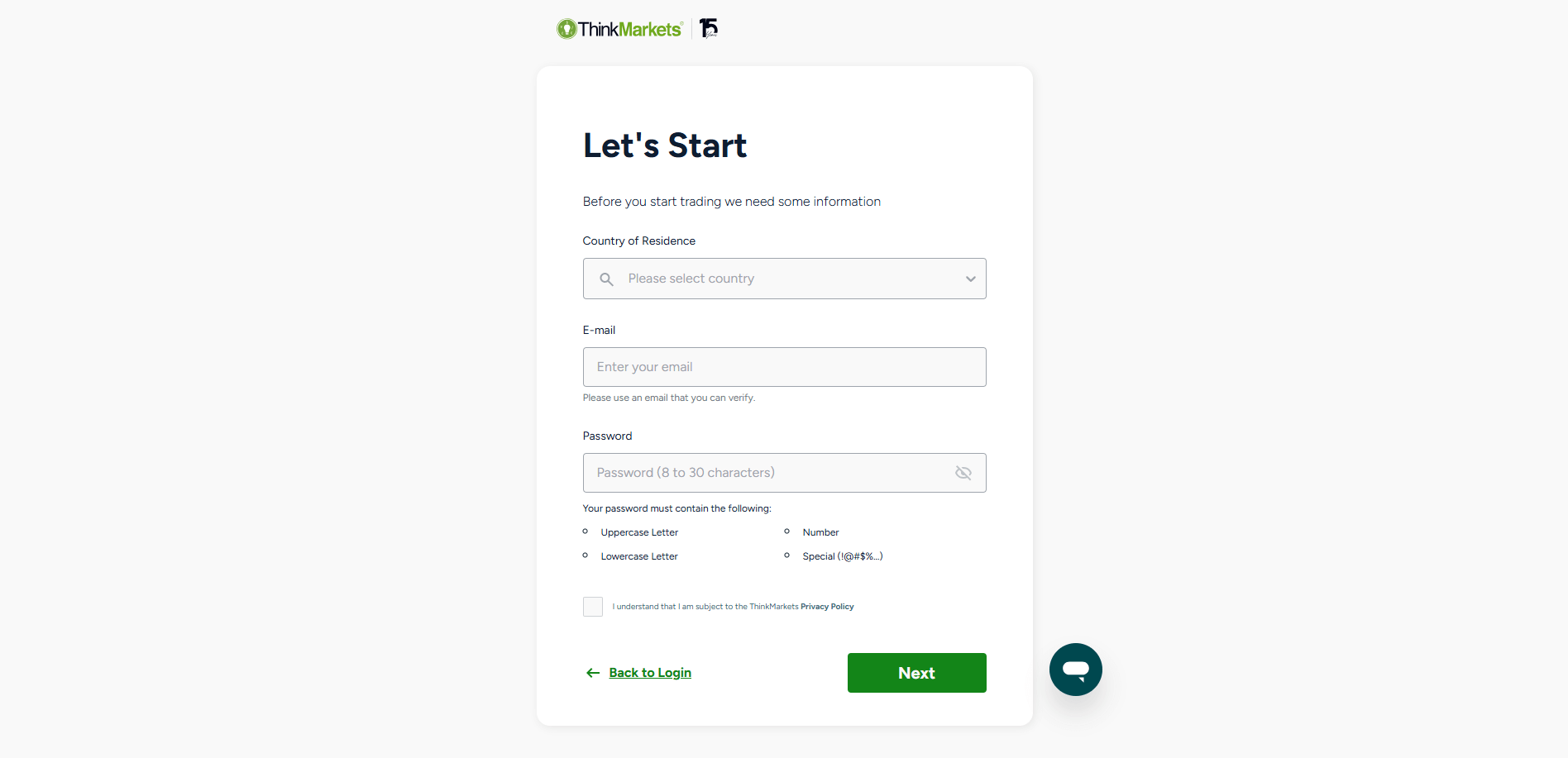 Thinkmarkets register