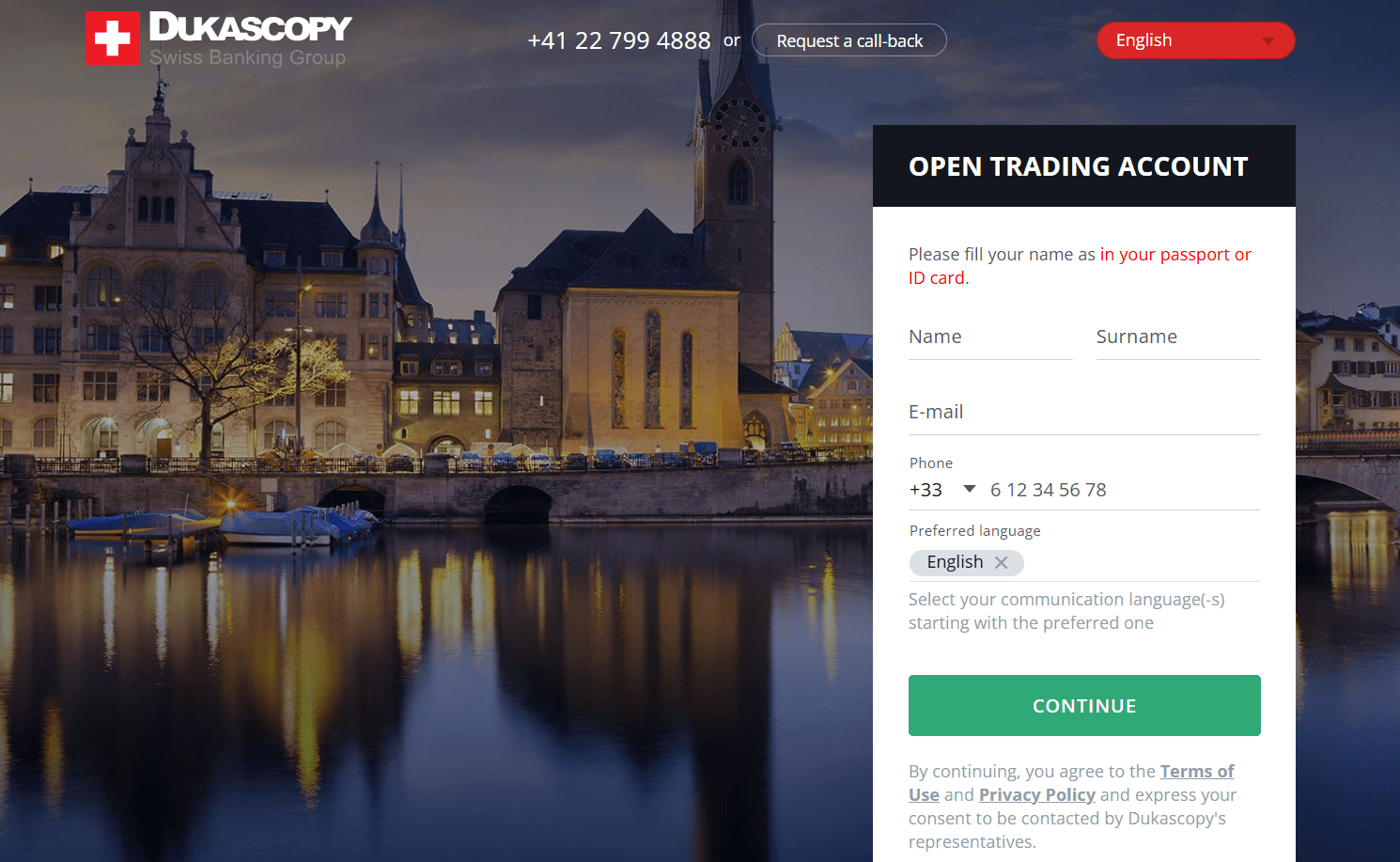 Dukascopy register
