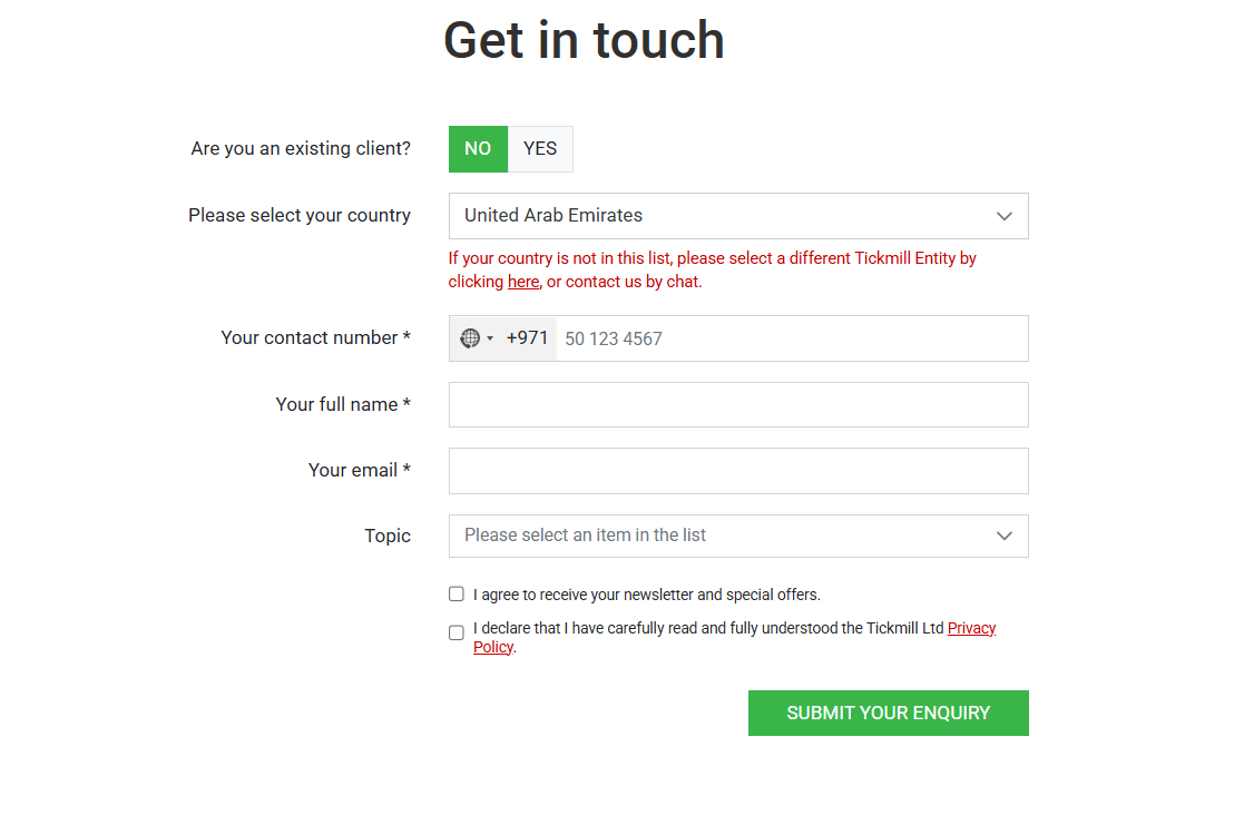 Tickmill contacts