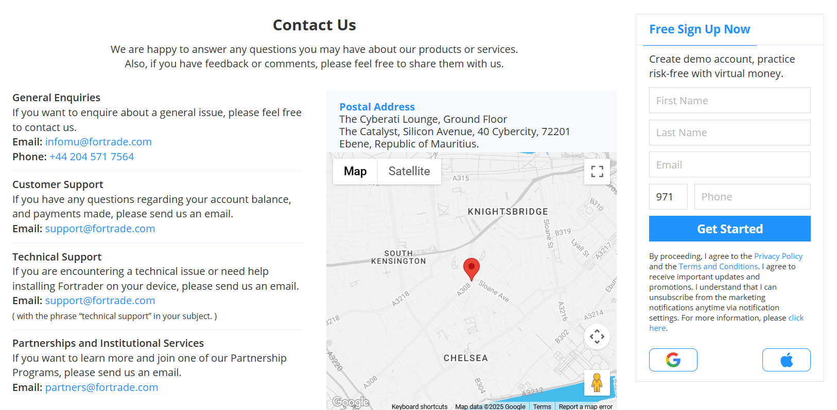 fortrade contacts