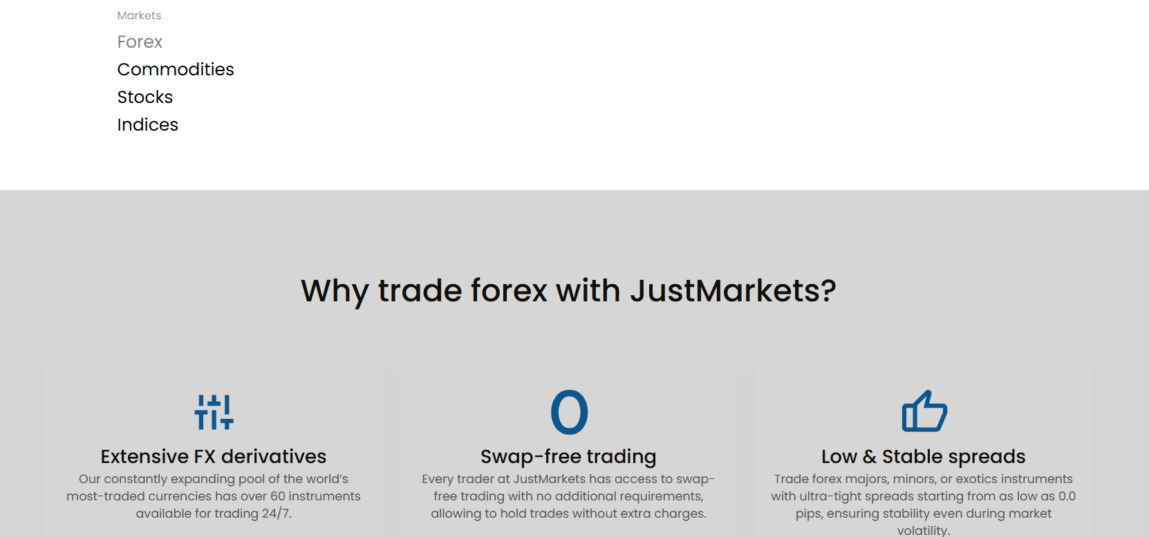 justmarkets assets