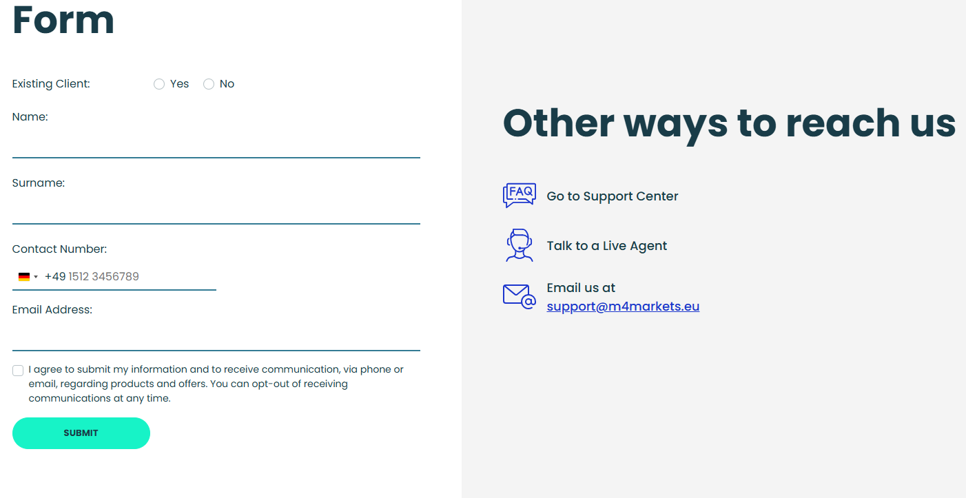 m4markets contacts
