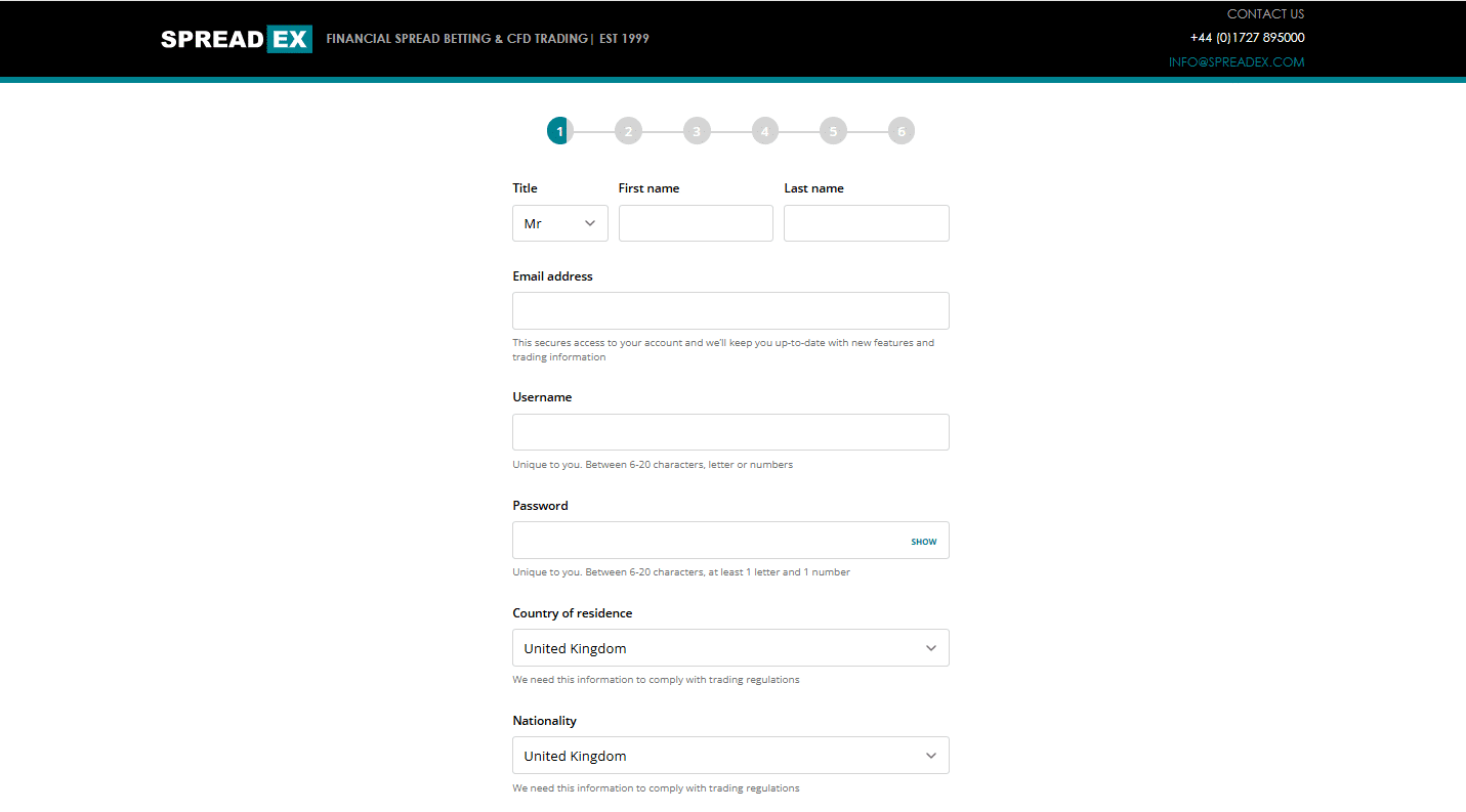 spreadex register
