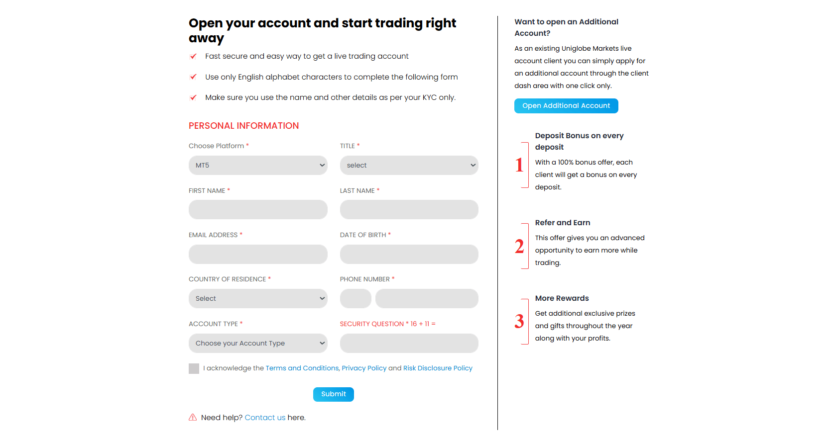 uniglobe markets singup
