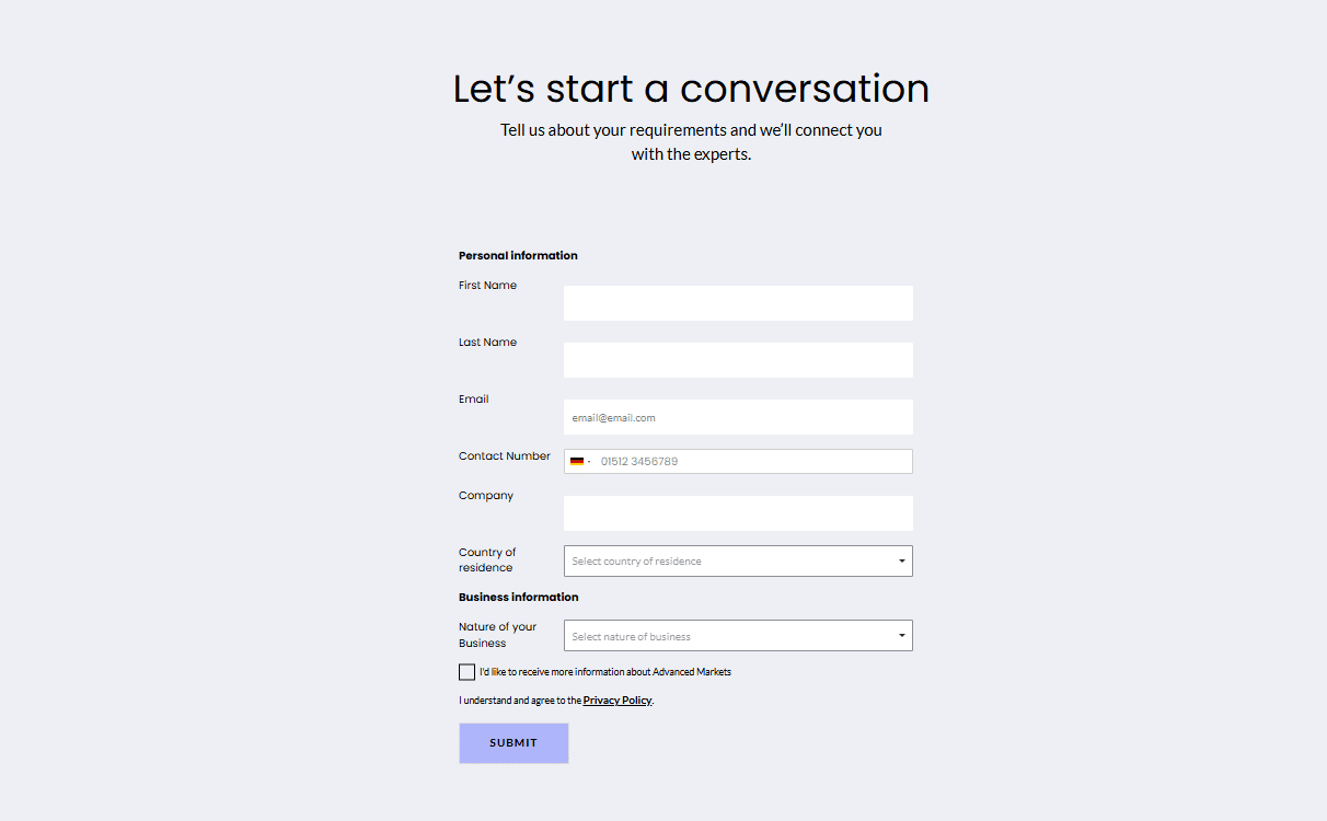 Advanced Markets contacts