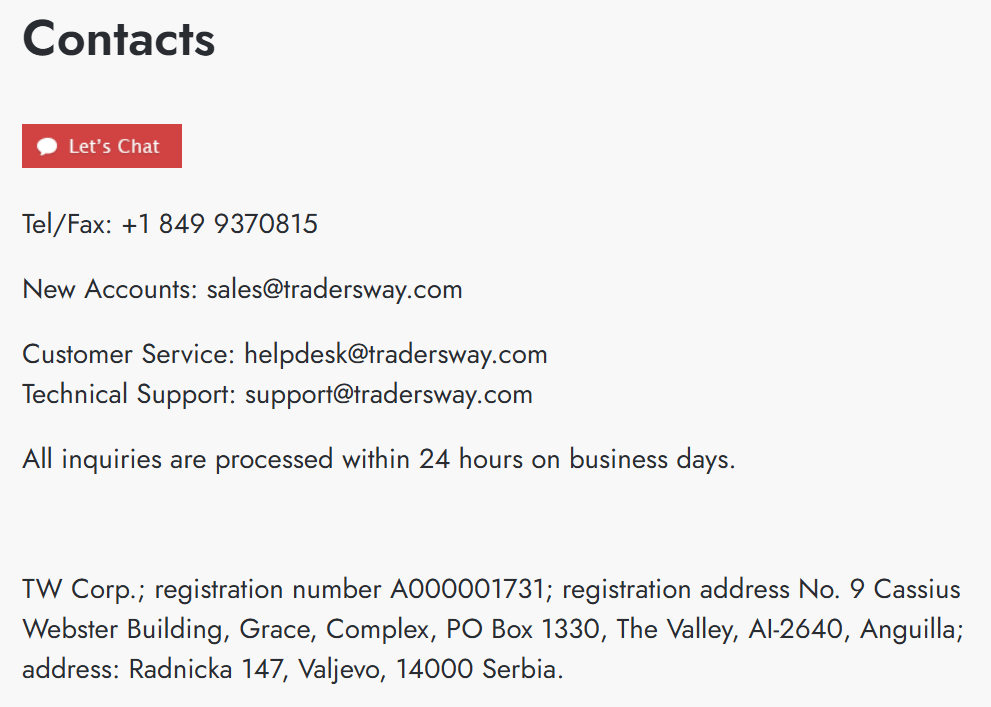 tradersway supports