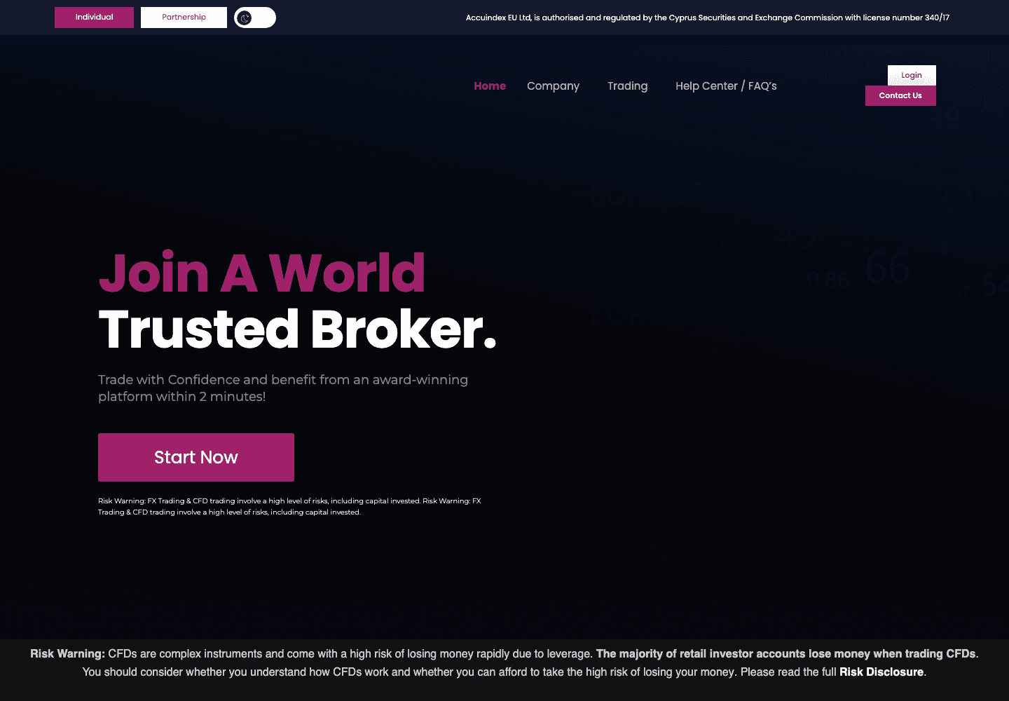 Accuindex EU Ltd homepage