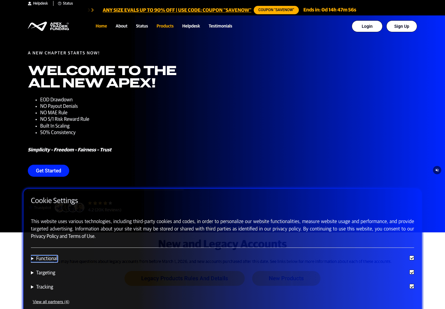 Apex Trader Funding homepage