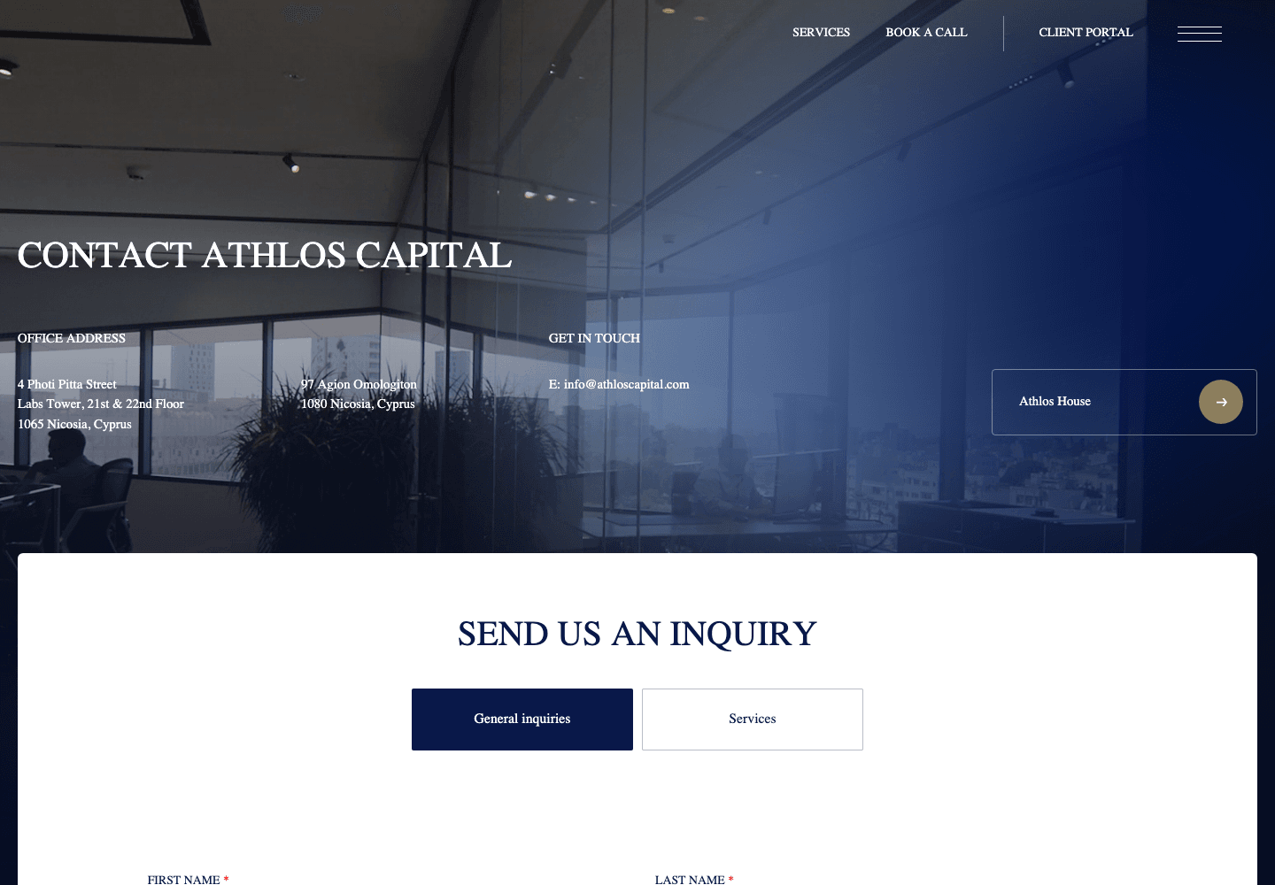 Athlos Capital Investment Services Ltd contact and support page