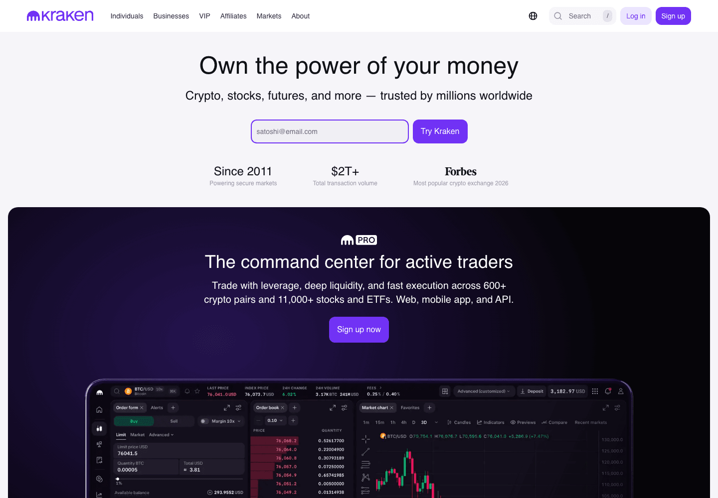 Kraken homepage