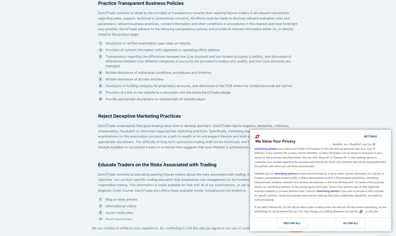 Earn2Trade Pledge transparency commitments