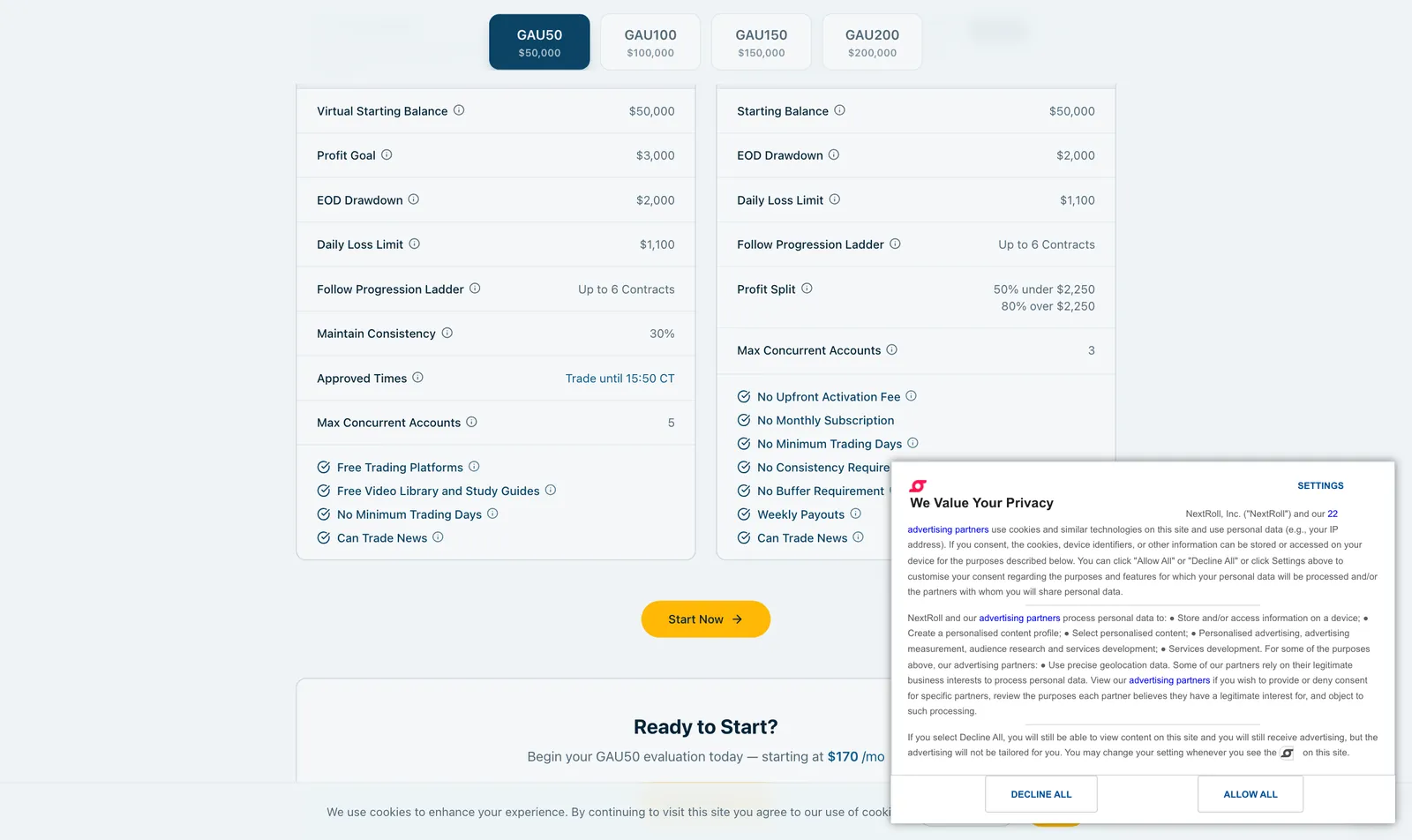 Earn2Trade Gauntlet Mini funded account terms
