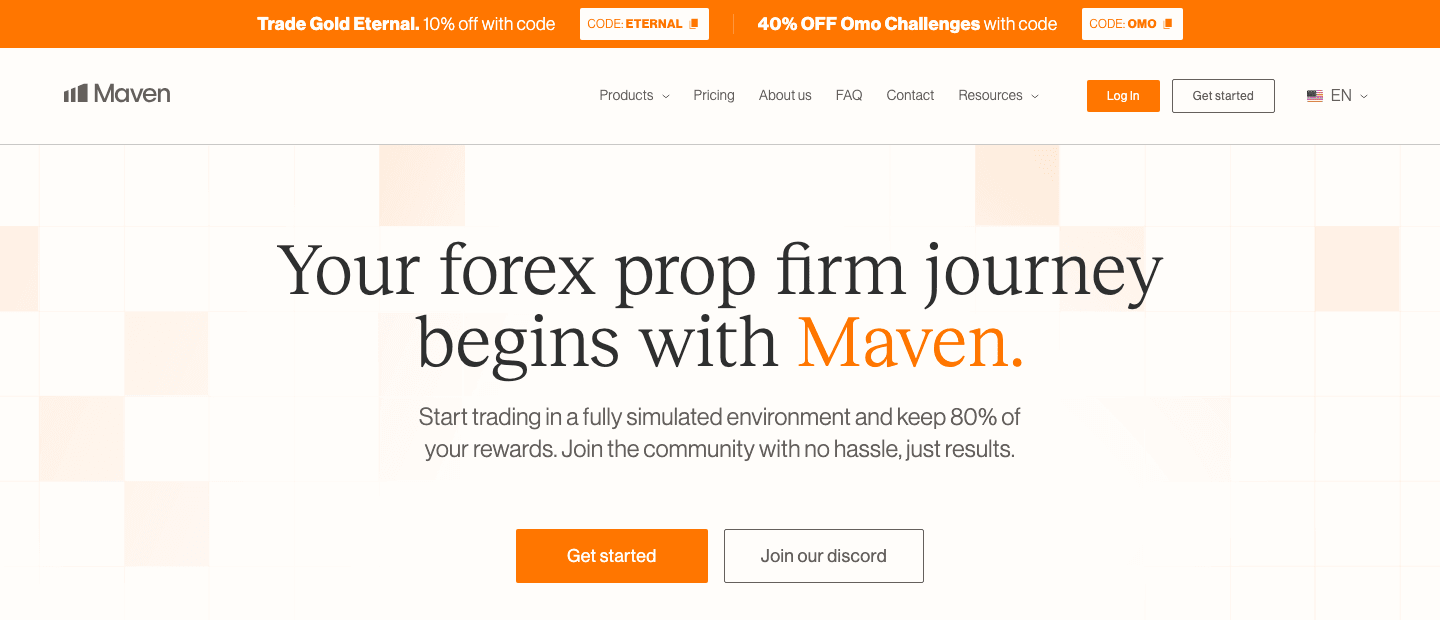 Maven Trading homepage