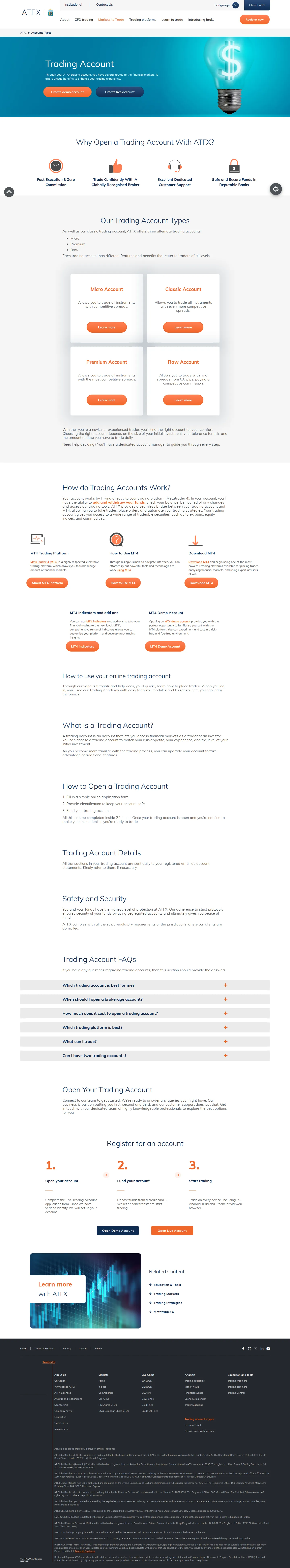 ATFX AE accounts page as we captured it