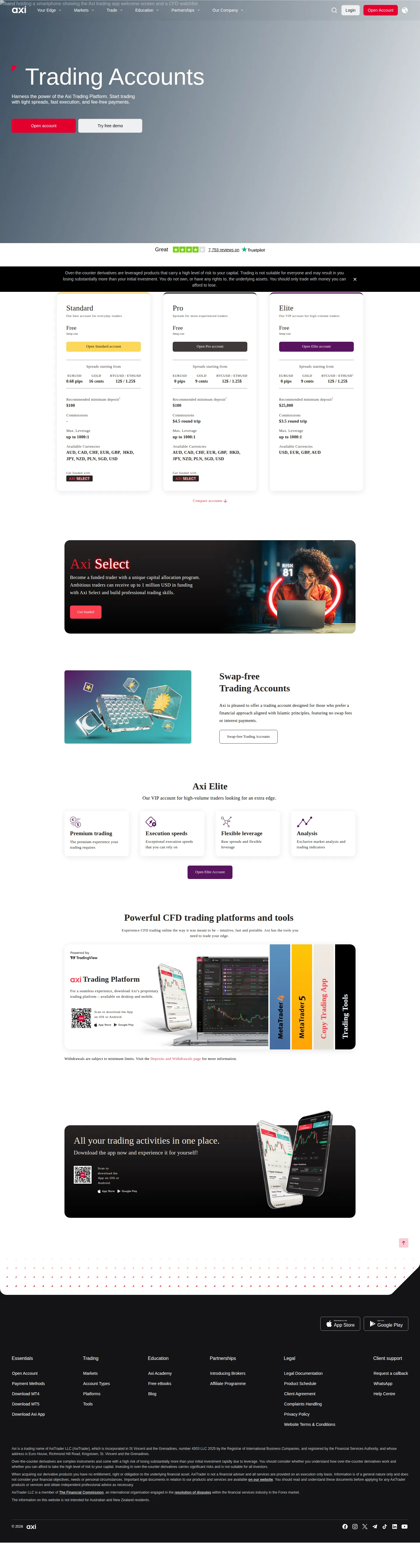 Axi AE accounts page as we captured it