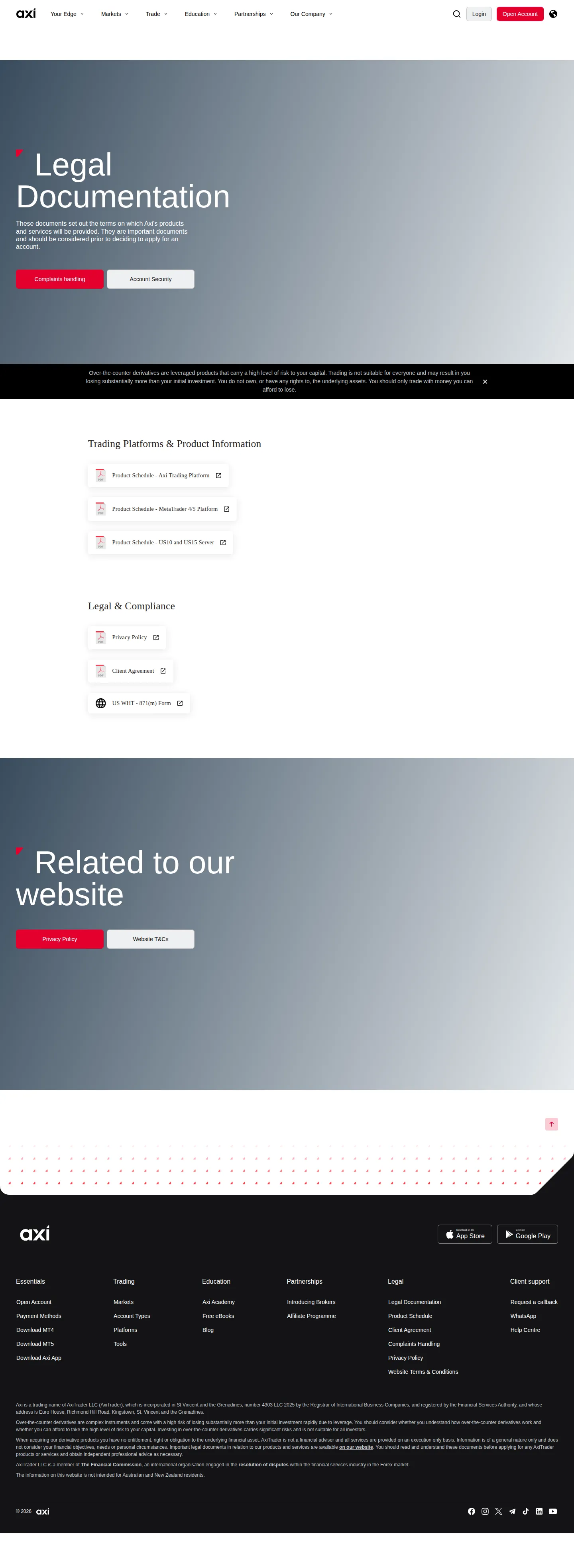 Axi AE legal page as we captured it