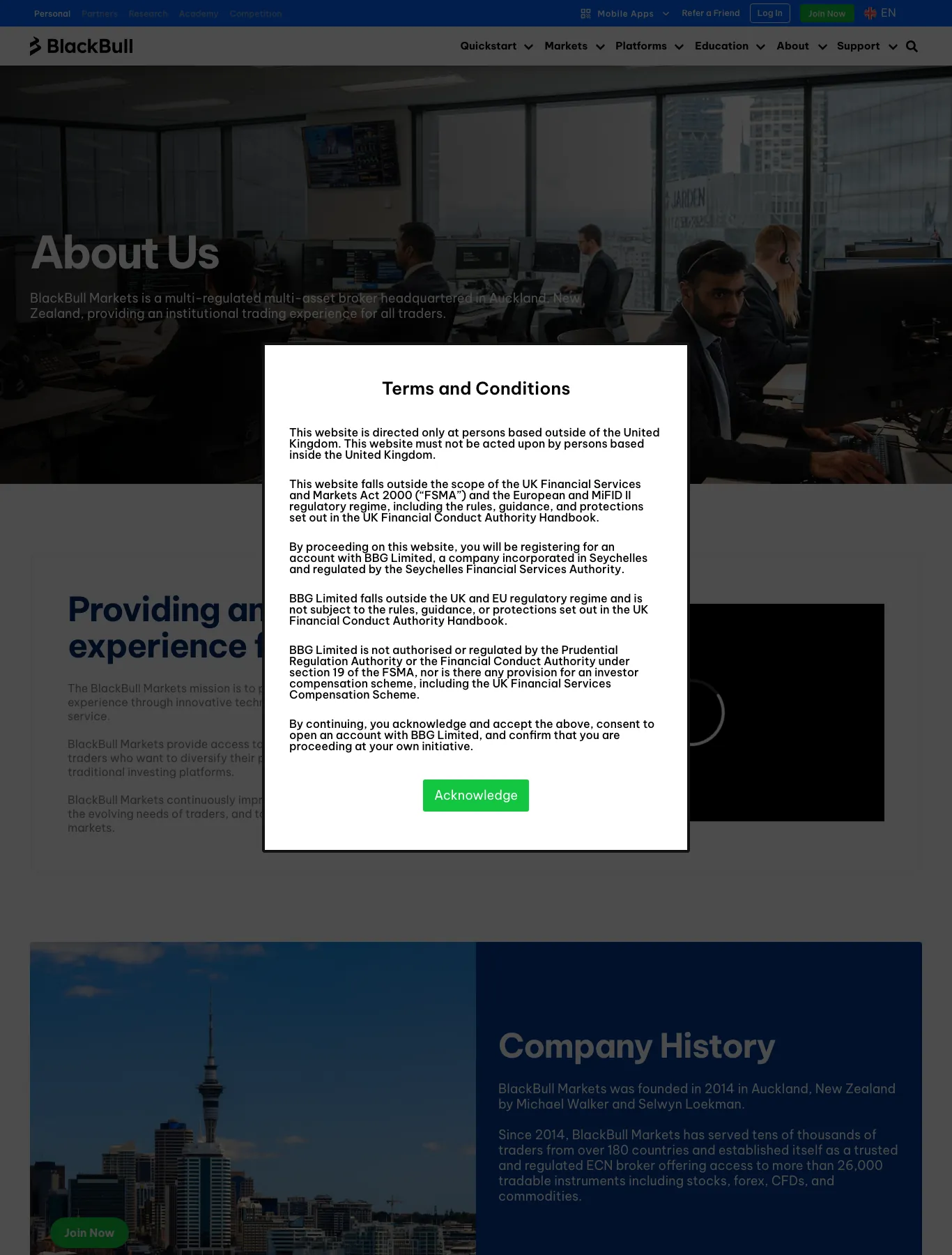 Blackbull Markets live-about page as we captured it