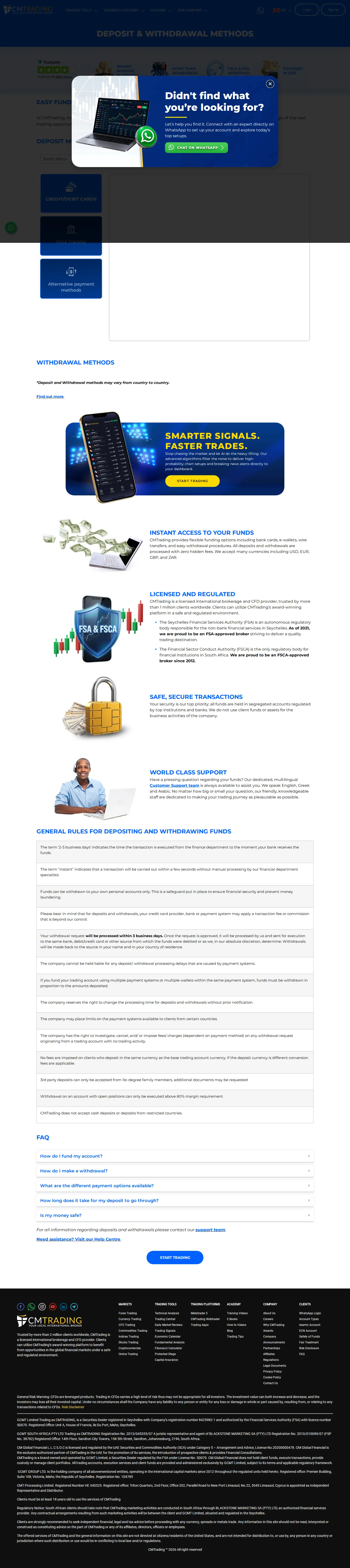 CMTrading AE fees page as we captured it