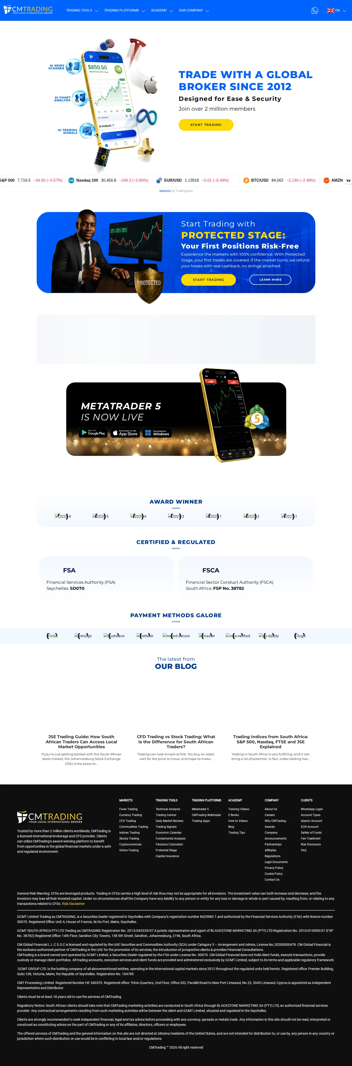 CMTrading AE root page as we captured it