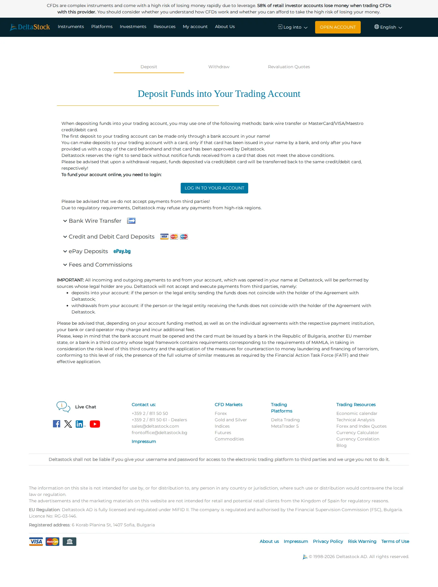DeltaStock AE fees page as we captured it