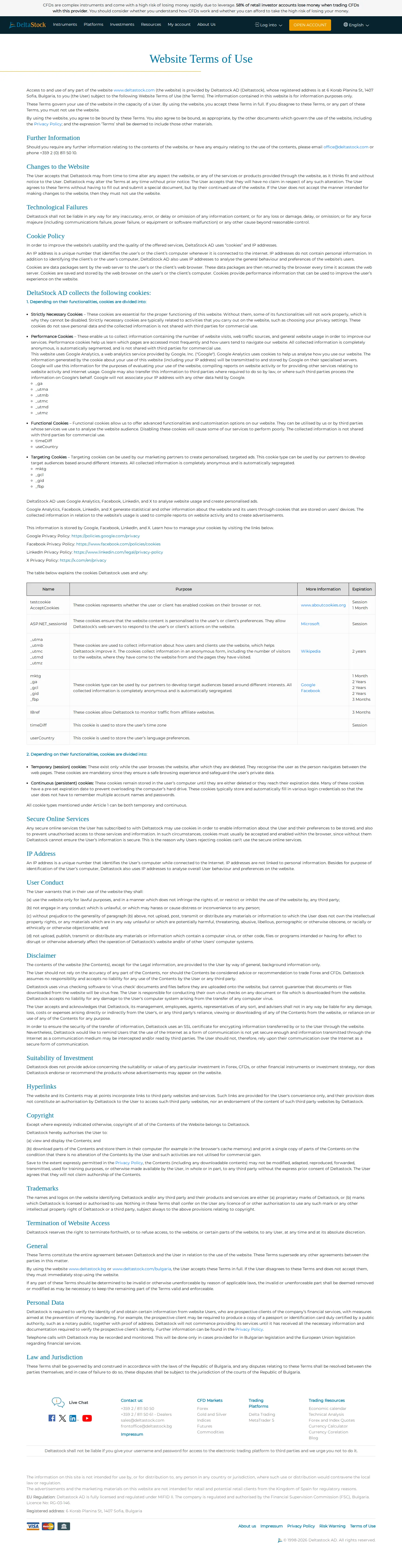 DeltaStock AE terms page as we captured it