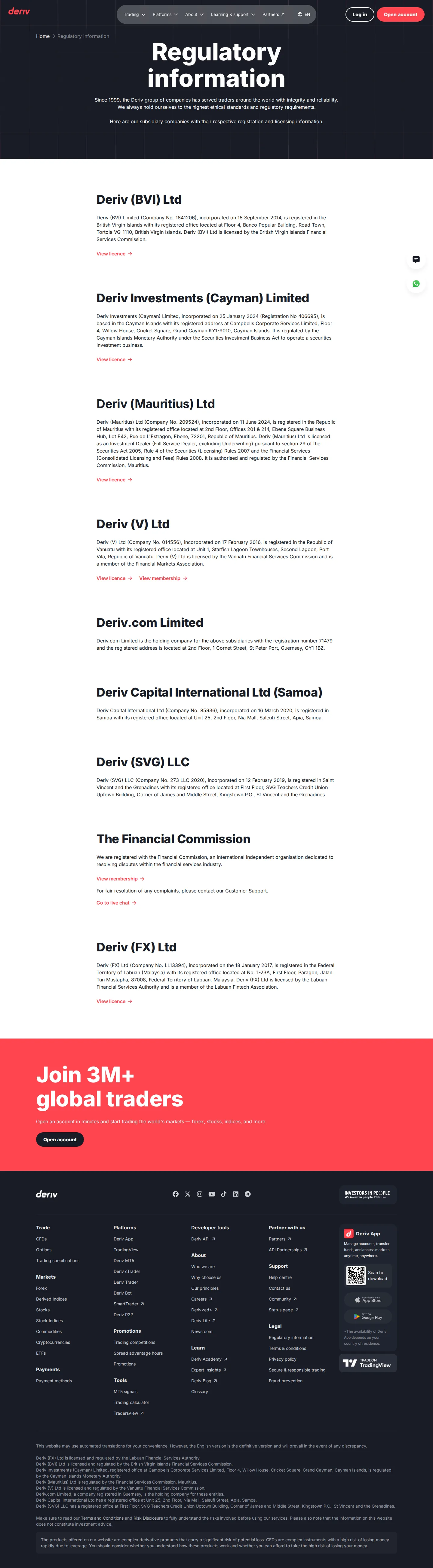Deriv AE legal page as we captured it
