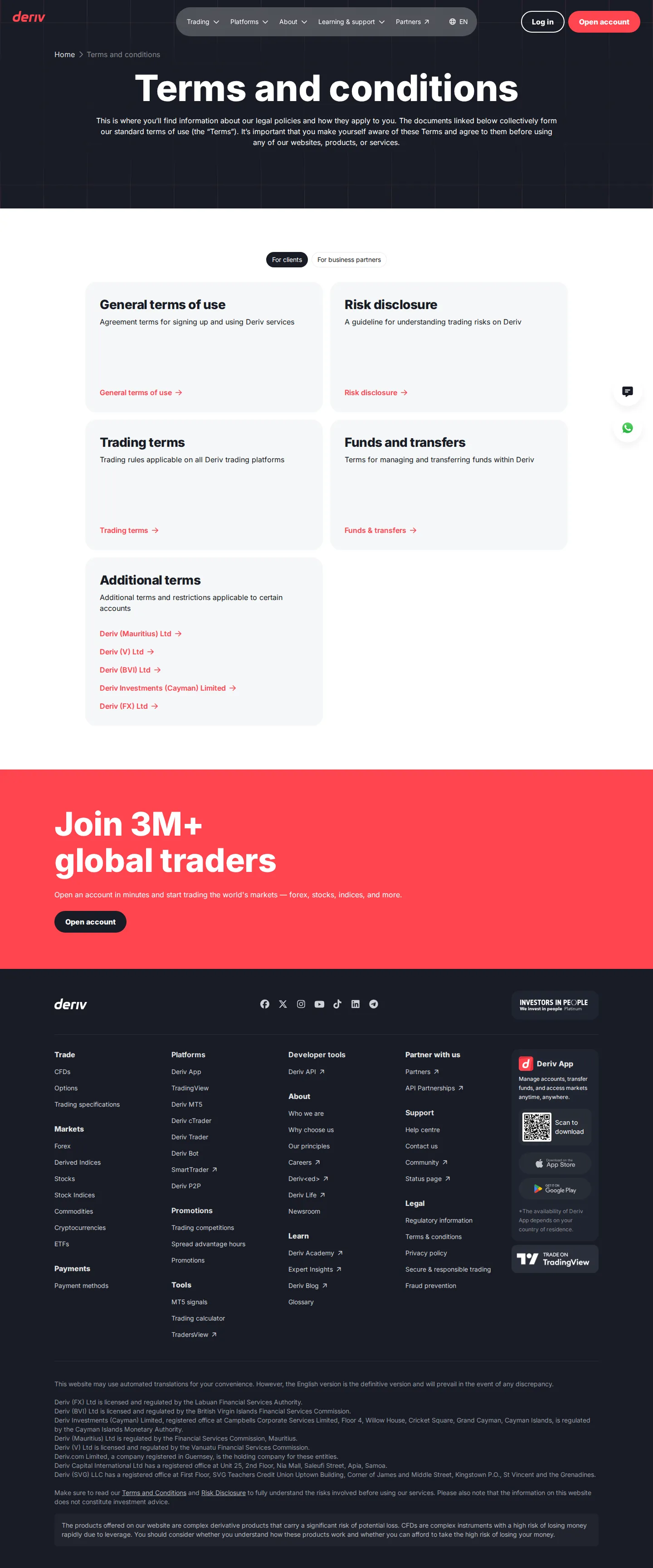 Deriv AE terms page as we captured it