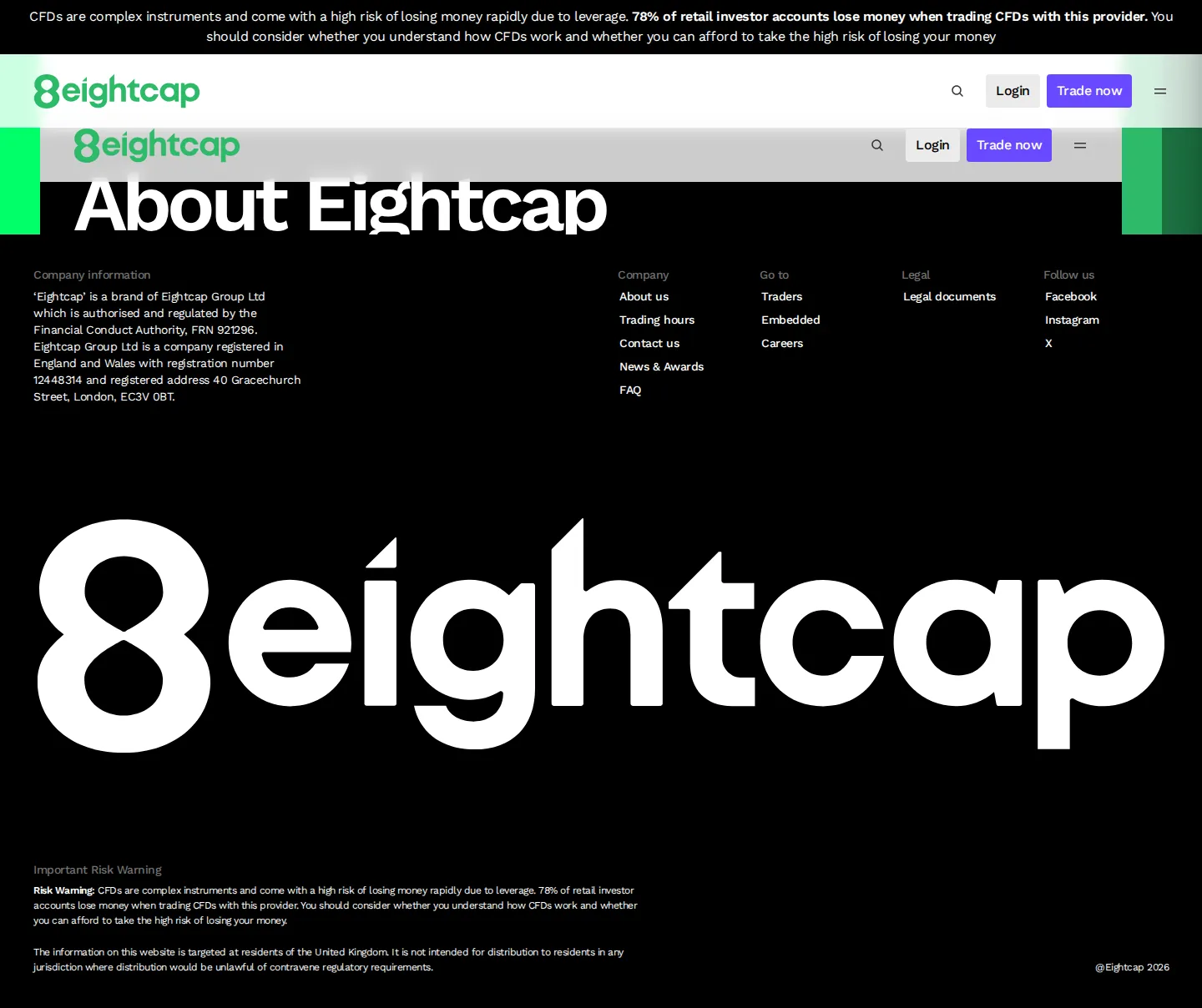 Eightcap GB about page as we captured it