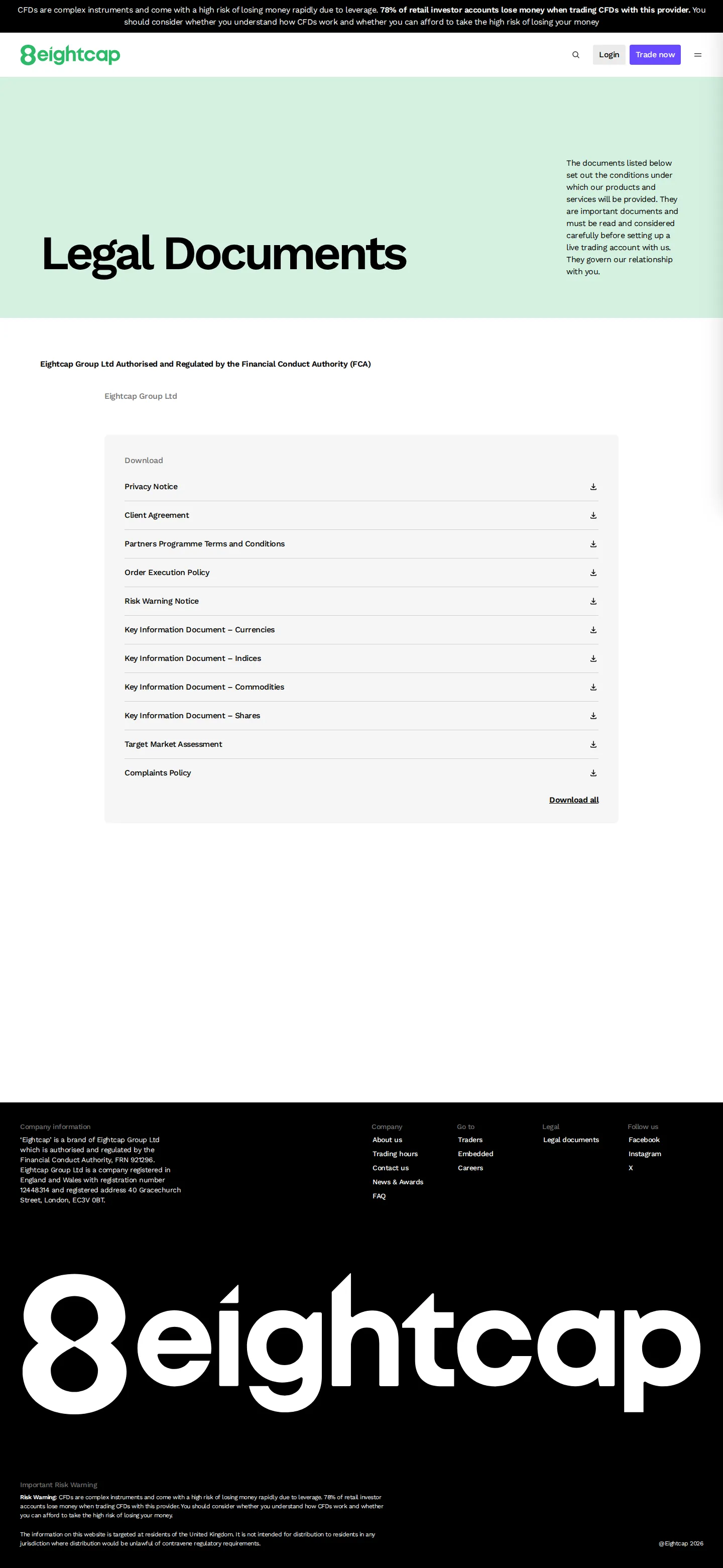 Eightcap GB legal page as we captured it