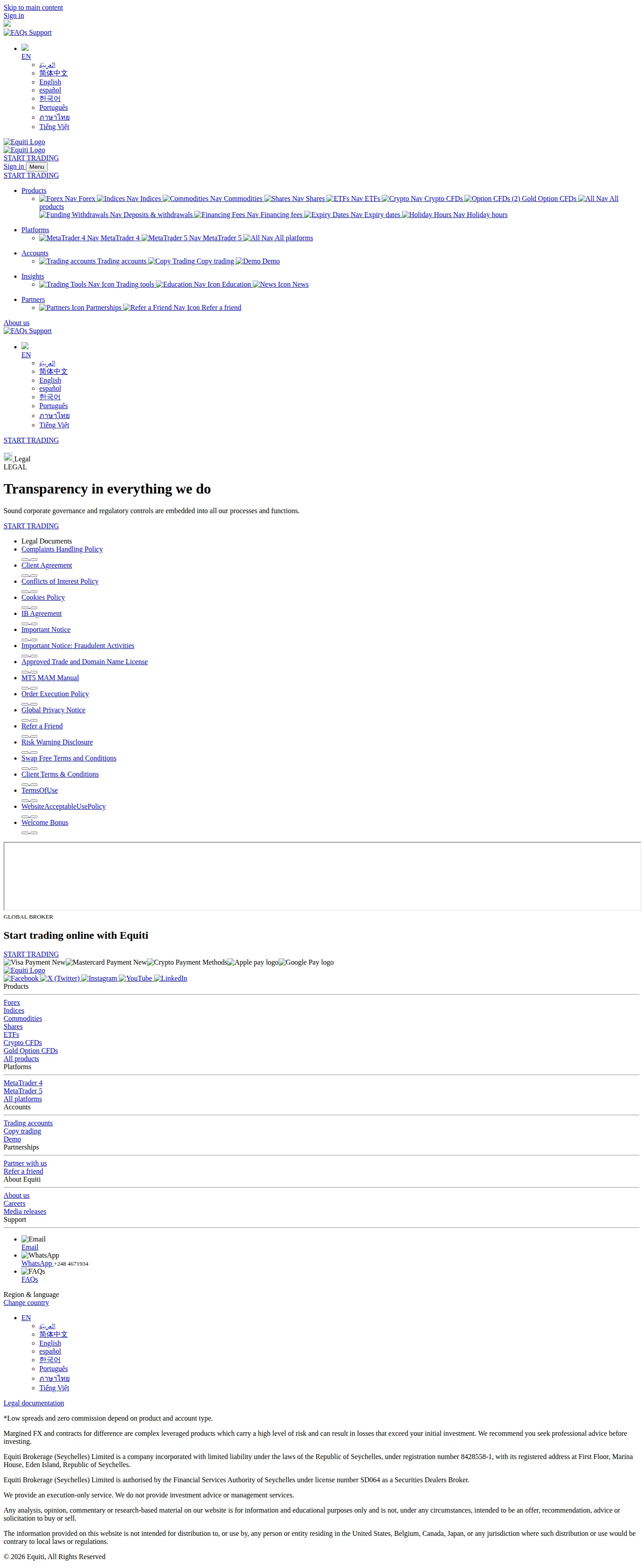 Equiti AE legal page as we captured it