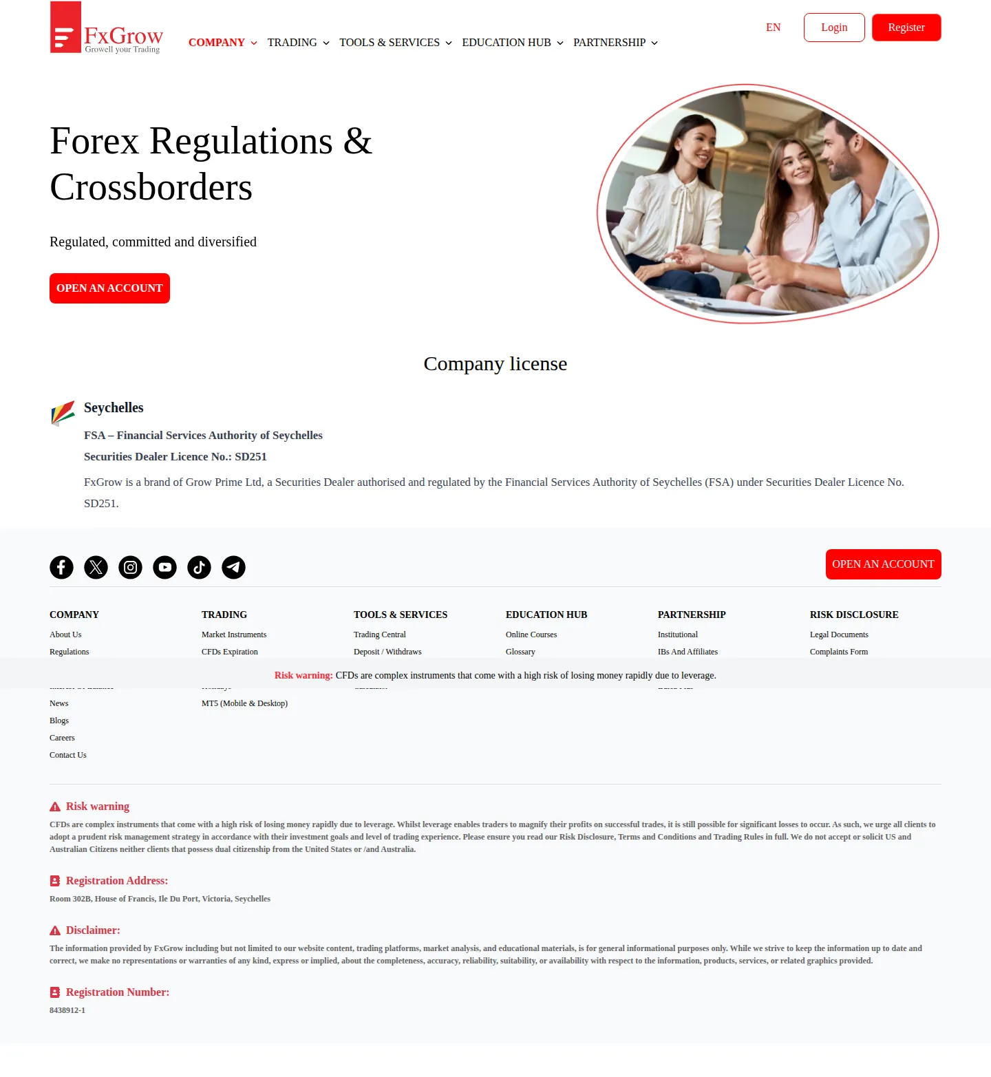 FxGrow AE legal page as we captured it