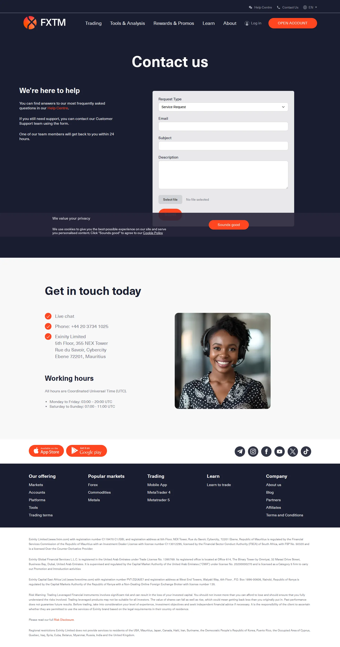 FXTM live-contact page as we captured it