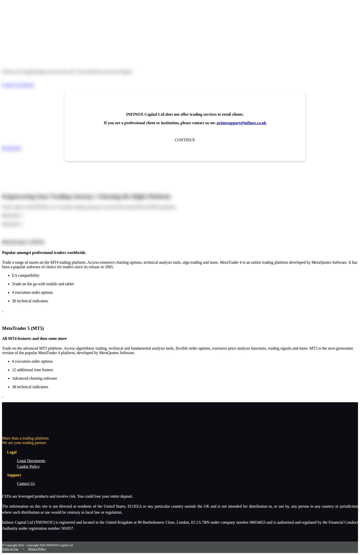 Infinox GB terms page as we captured it