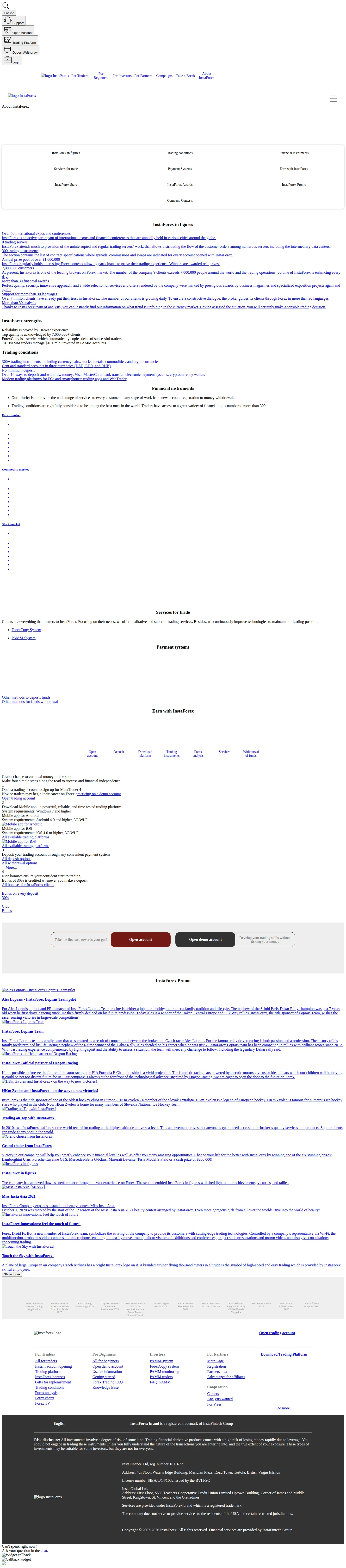 InstaForex AE about page as we captured it