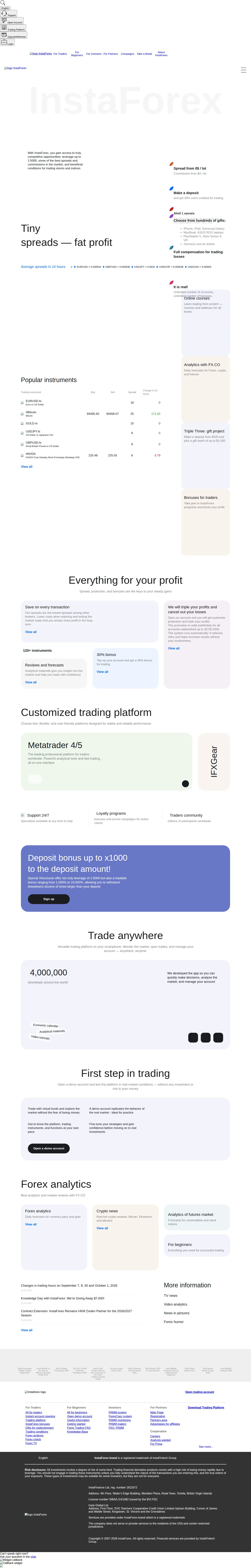 InstaForex AE root page as we captured it