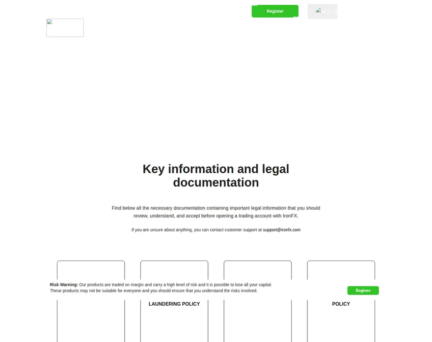 IronFX AE legal page as we captured it