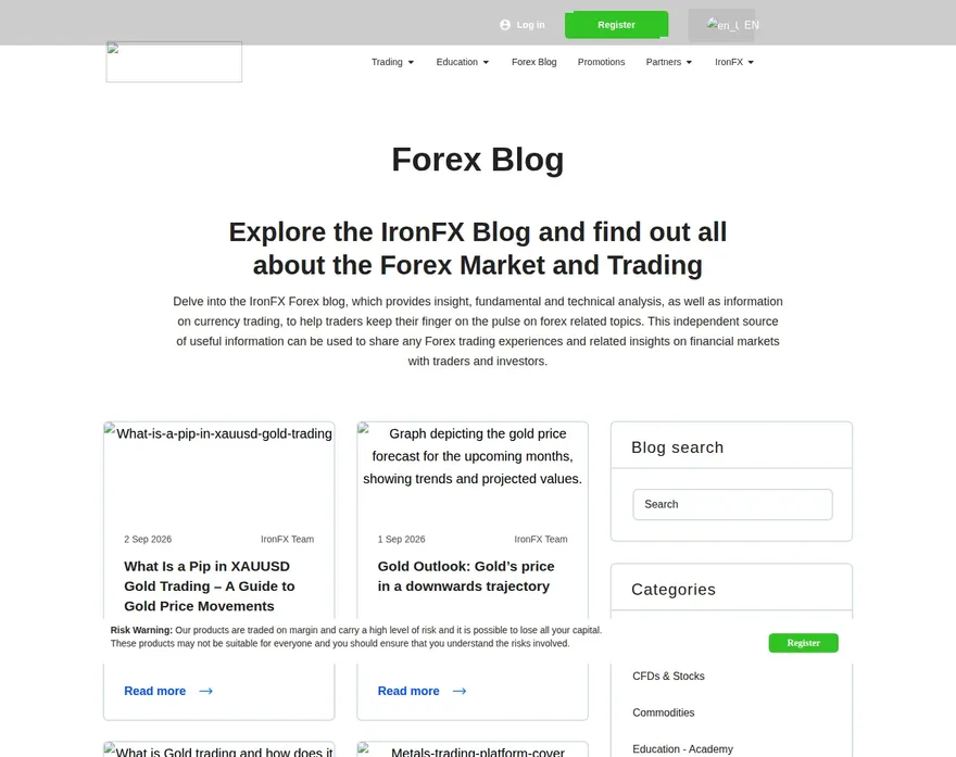IronFX AE terms page as we captured it