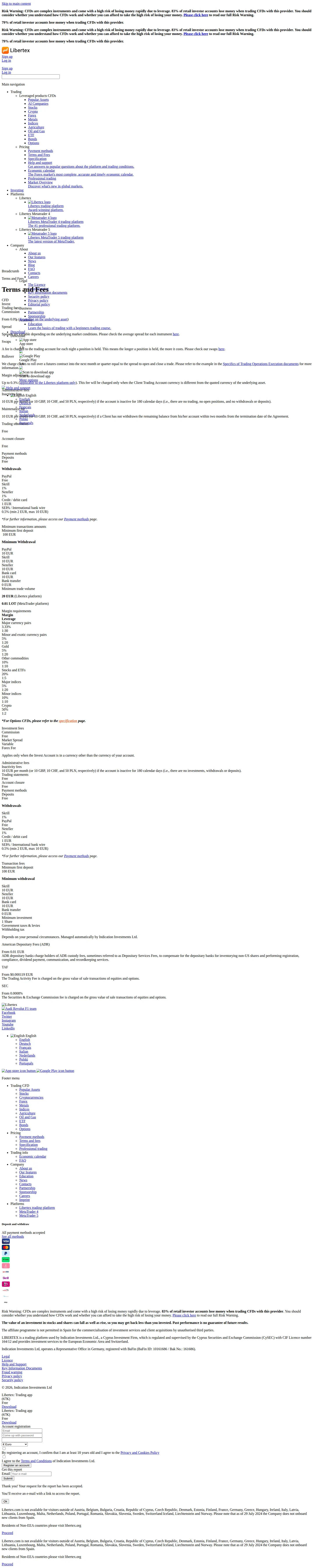 Libertex AE terms page as we captured it