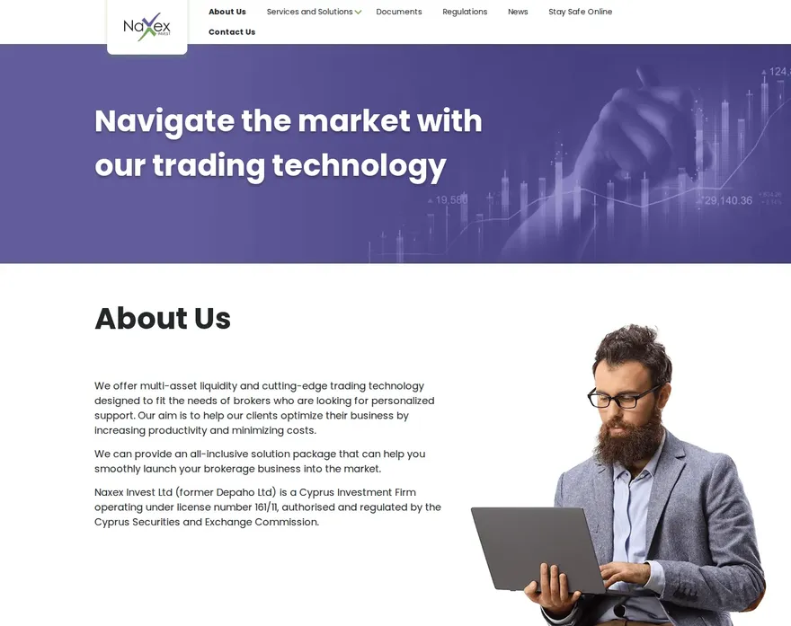 Naxex Invest AE root page as we captured it