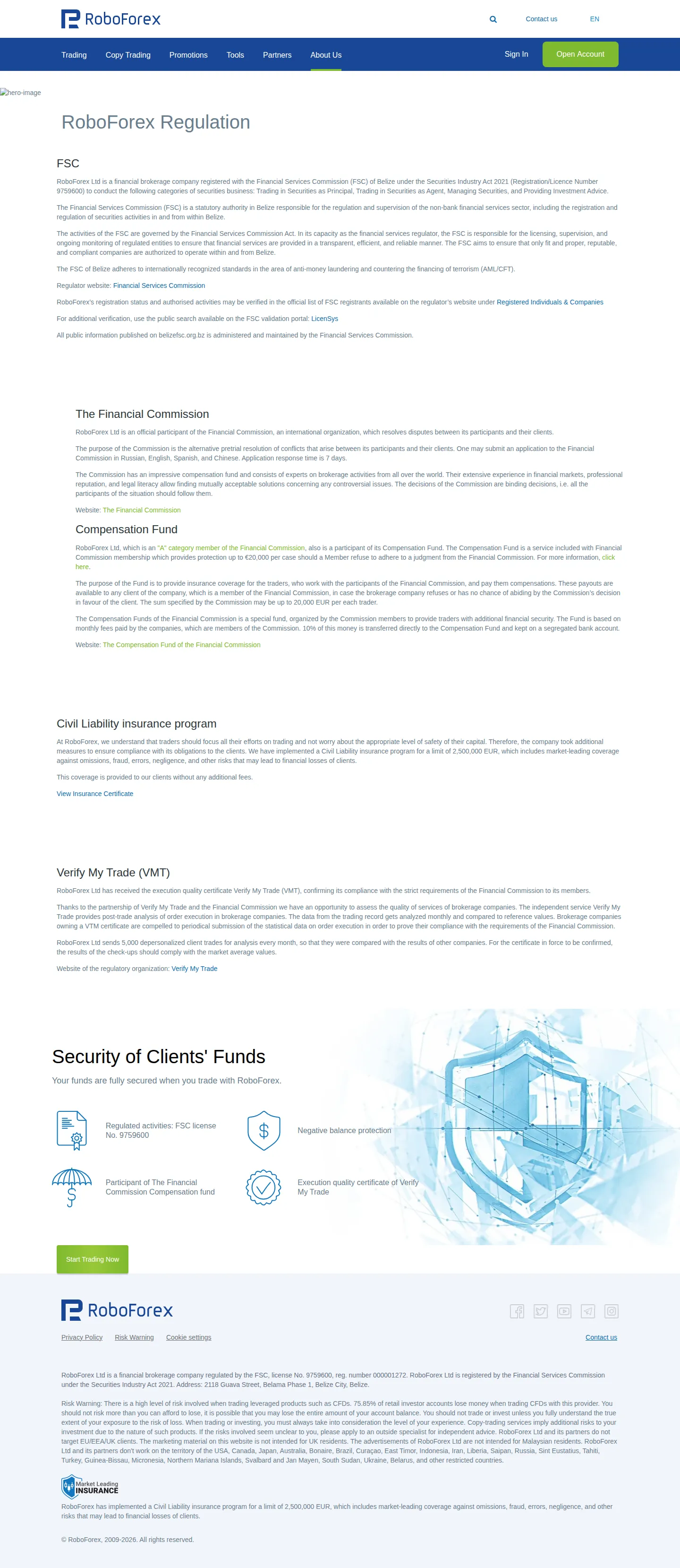RoboForex AE legal page as we captured it